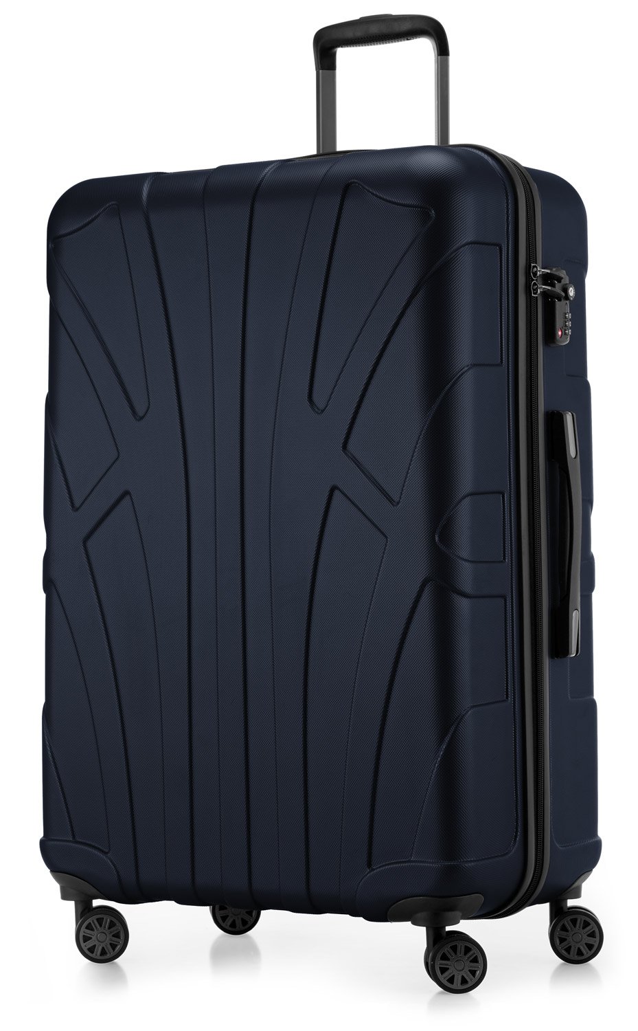 suitline - Großer Hartschalen-Koffer Koffer Trolley Rollkoffer XL Reisekoffer, TSA, 76 cm, ca. 96-110 Liter, 100% ABS matt, Dunkelblau