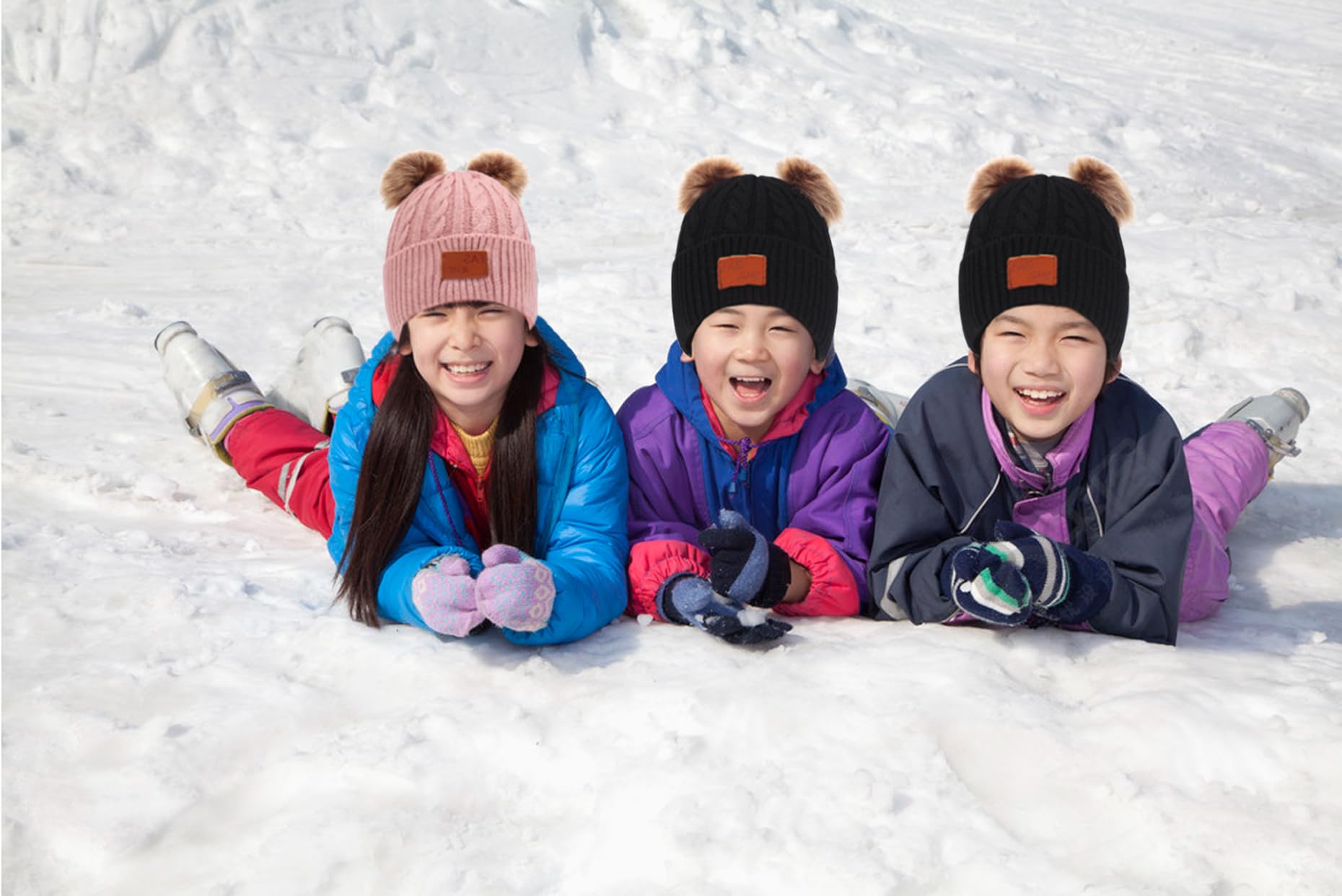 Set de Bufanda Gorro y Guantes Niña-Niño, Conjunto de Bufanda Sombrero y Gorro Niño Invierno, Gorros con Pompon Lana NiñoBraga Cuello Polar y guantes de punto cálidos para niño 2-6 Años