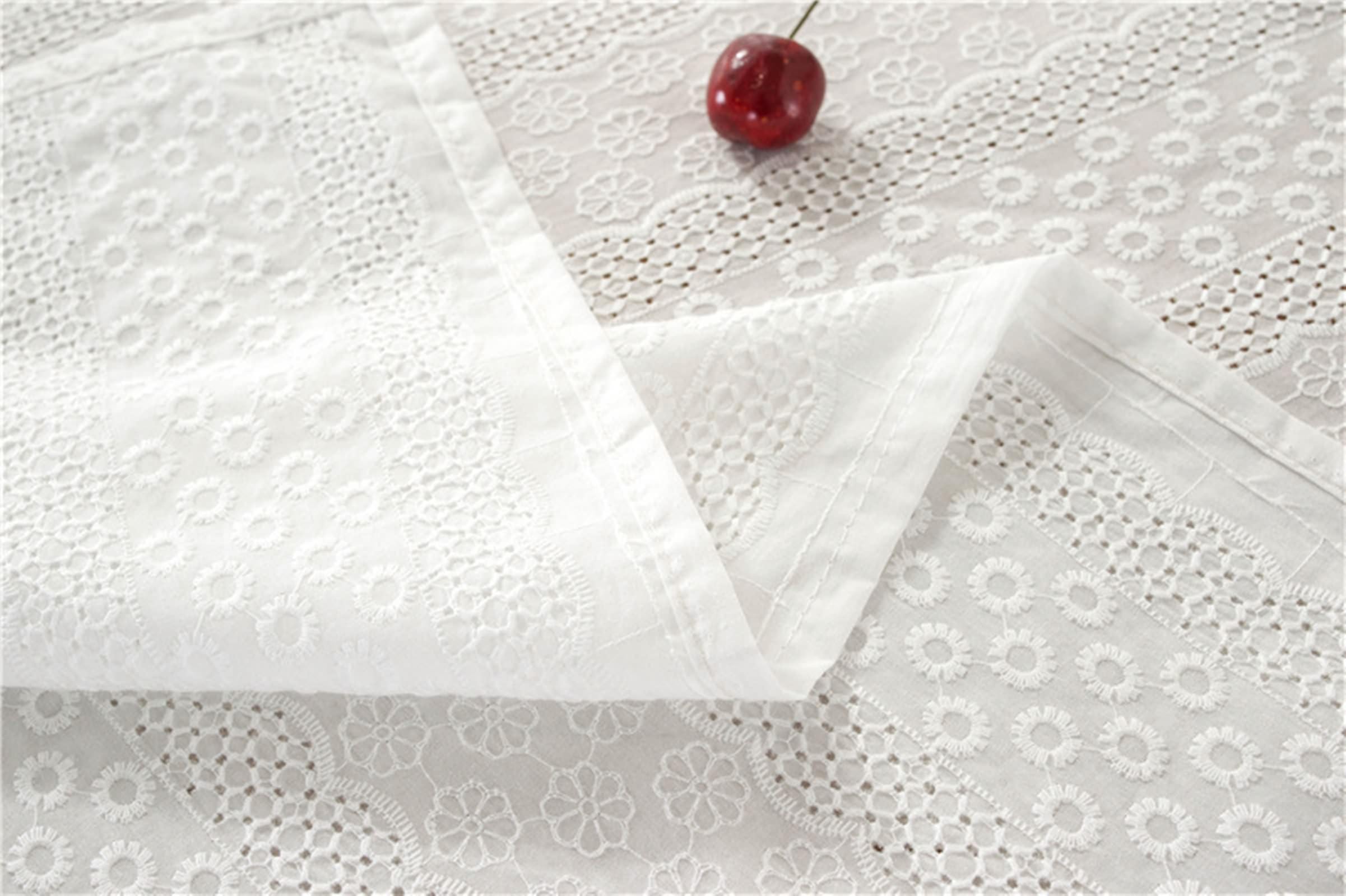 Daesar - Mantel Terraza Rectangular,Mantel Antimanchas Algodón Color Sólido Manteles Antimanchas Blanco,130x260CM(102x51Inch)