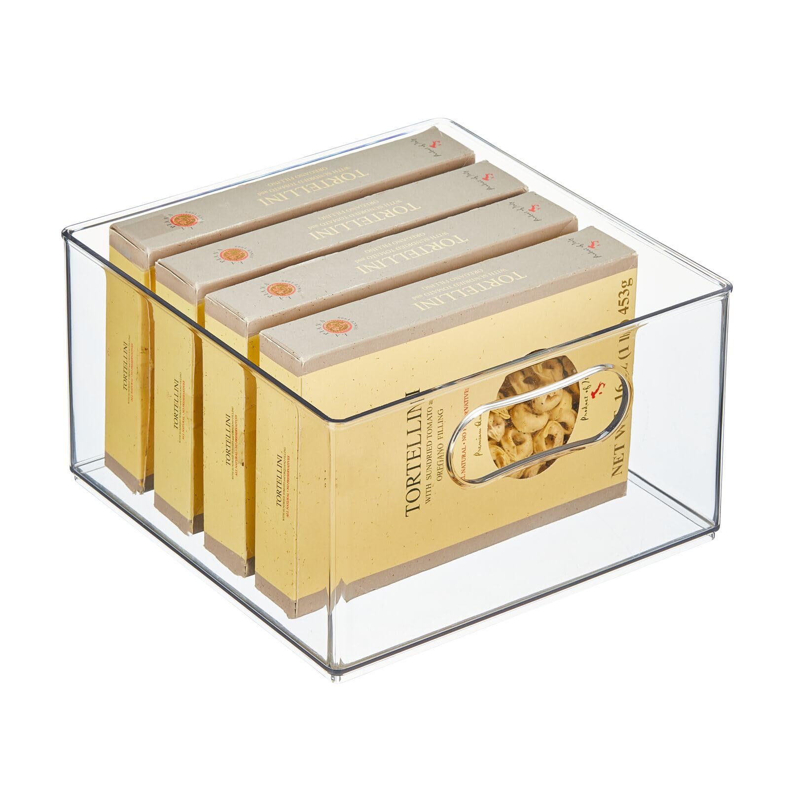 mDesign Kühlschrankbox – Kunststoffkiste für Obst, Konserven, Medikamente und vieles mehr – große Aufbewahrungsbox aus robustem Kunststoff für Küche und Speisekammer – 2er-Set – durchsichtig