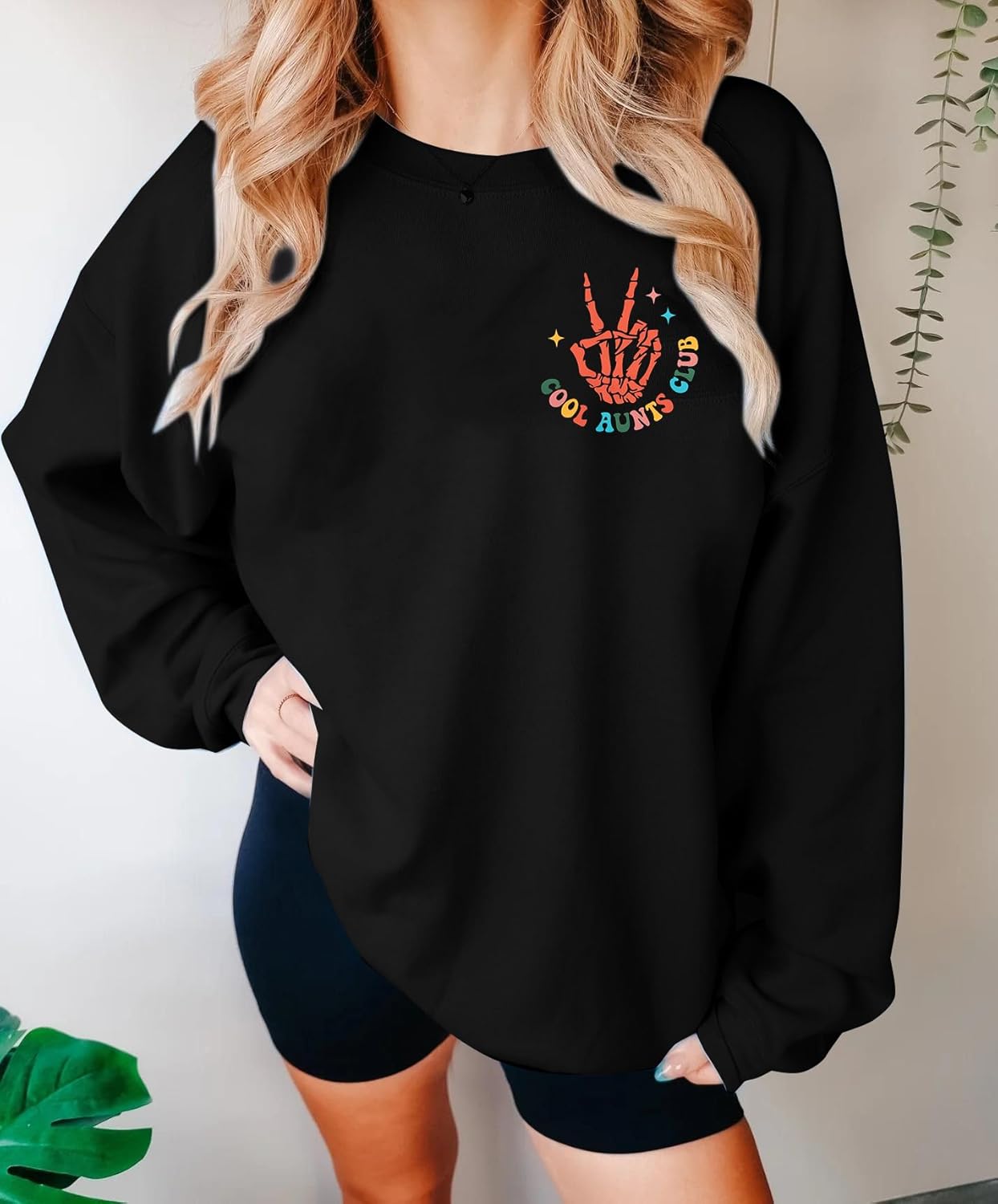 LUKYCILD Aunt & Auntie Club Sweatshirts - Women's Oversized Funny Letter Print Pullover Top Gifts - Image 2