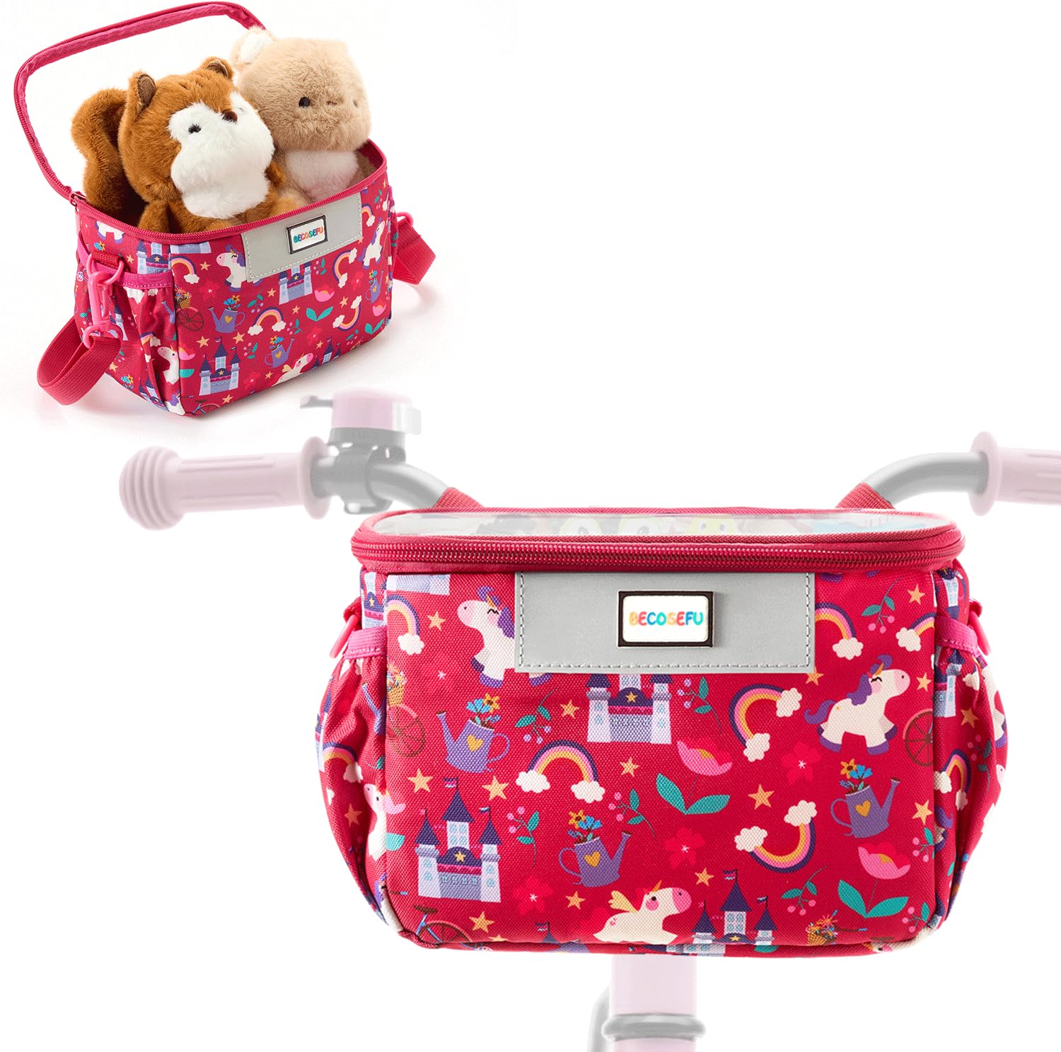 Bike Basket Kids,Bicycle Basket Front,Waterproof Fabric Handlebar Bag with Shoulder Strap, Fit Most Toddlers Bike or Scooter, Bike Accessories for Boys, Girls.