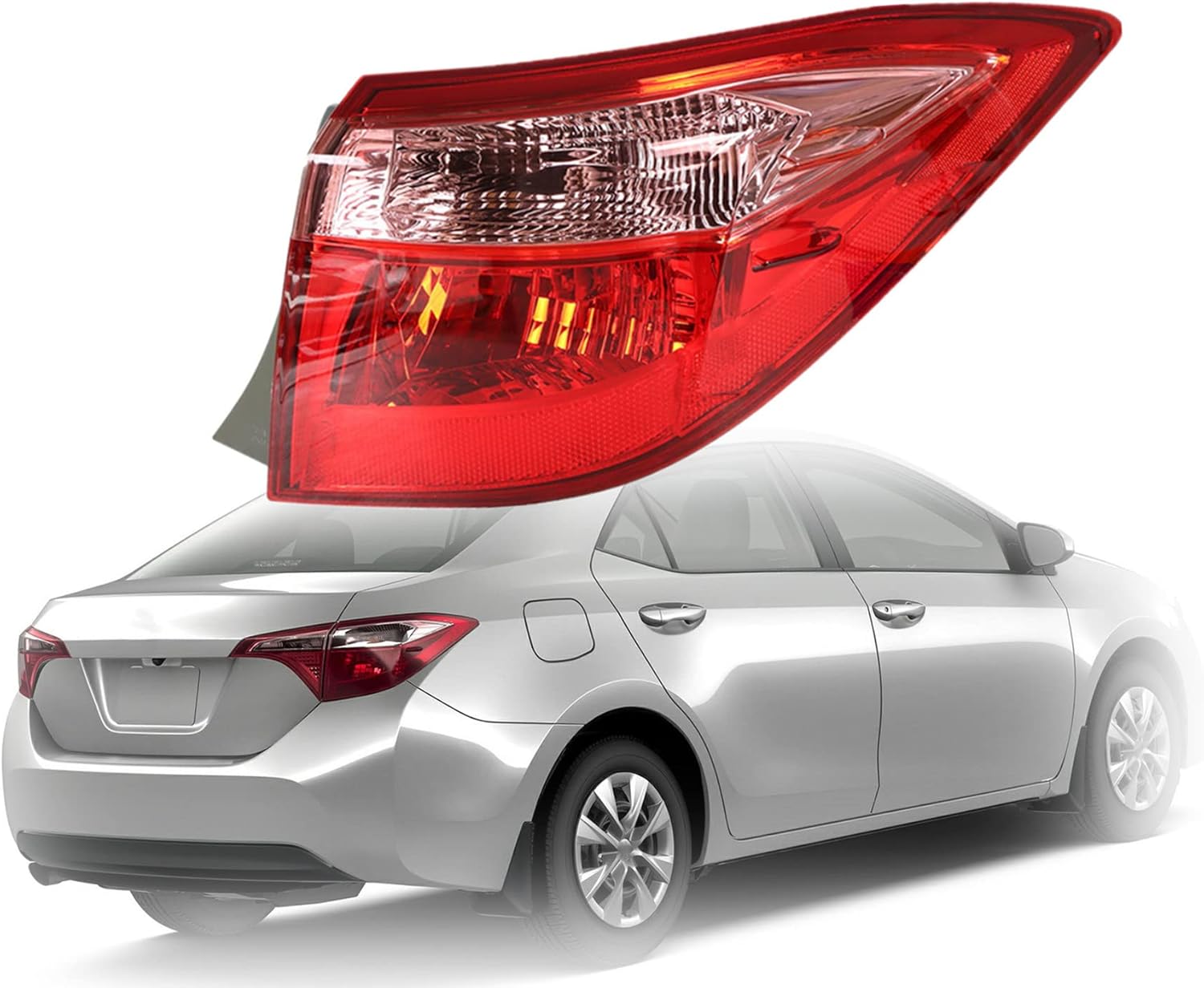 munirater 1-Pack Rear Right Tail Light Brake Lamp Assembly Replacement for 2017-2019 Toyota Corolla Outer Passenger Side 8155002B00 TO2805130