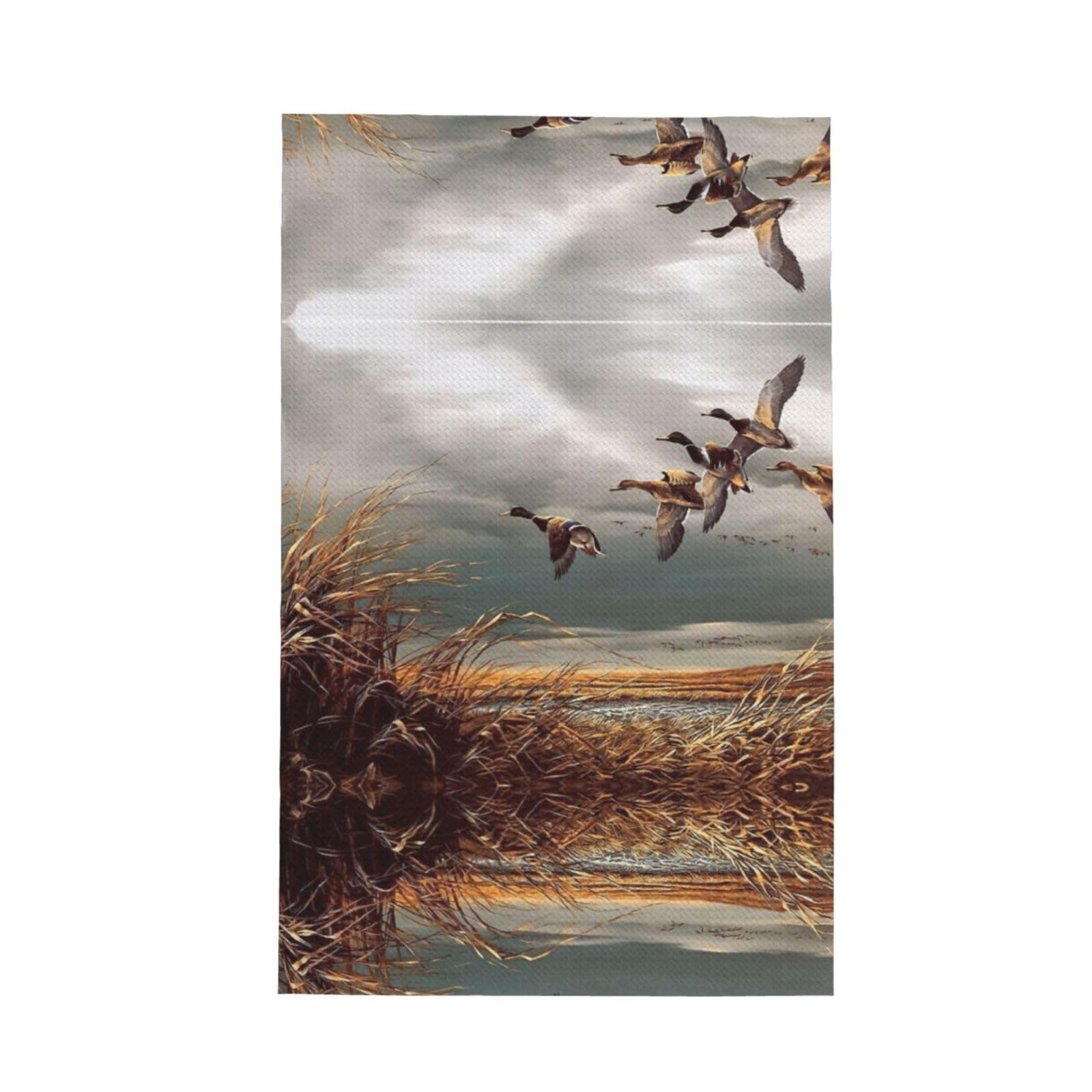 Xxahnbm Black Hunting Flying Wild Ducks Print Waffle Kitchen Towel,Absorbent Hand Towel