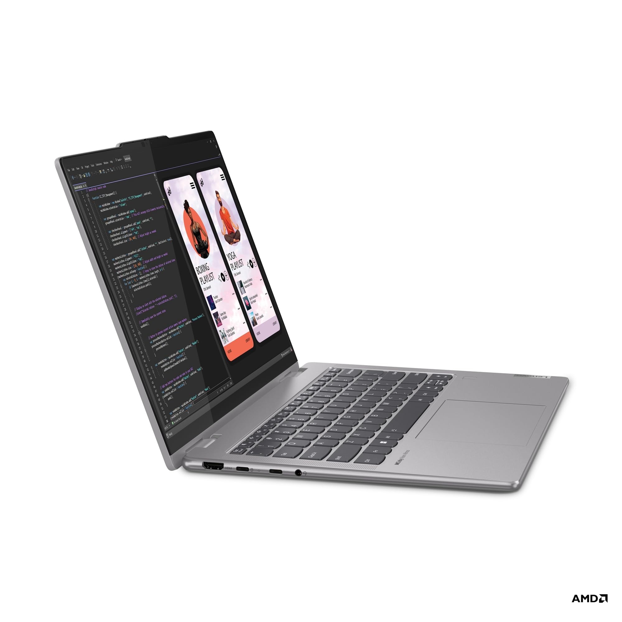 Lenovo Yoga 7 2-en-1 14AHP9 - Ordinateur Portable AI 14'' WUXGA OLED (AMD Ryzen 5 8640HS, RAM 16Go, SSD 512Go, AMD Radeon 760M Graphics, Windows 11 Home) Clavier rétroéclairé AZERTY Français - Gris
