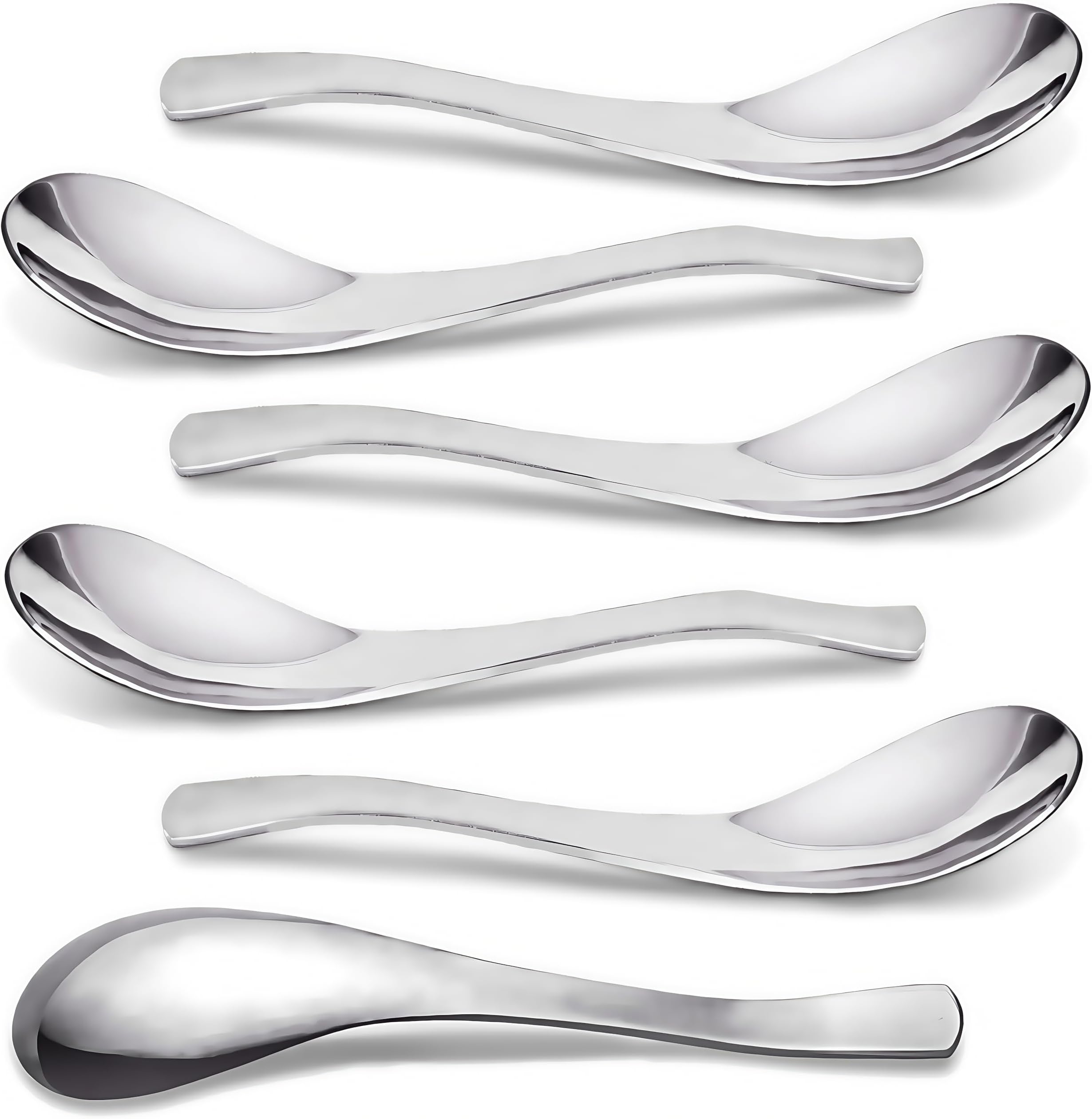 Soup Spoons, Stainless Steel Spoons, AOOSY Modern Stylish Thick Heavy-weight Short handle Stainless Steel Table Spoon for Soup Cereals Dips Sauces Stews, Set of 6