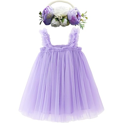 BGFKS Layered Tulle Tutu Dress for Toddler Girls,Baby Girl Rainbow Tutu Princess Skirt Set with Flower Headband.