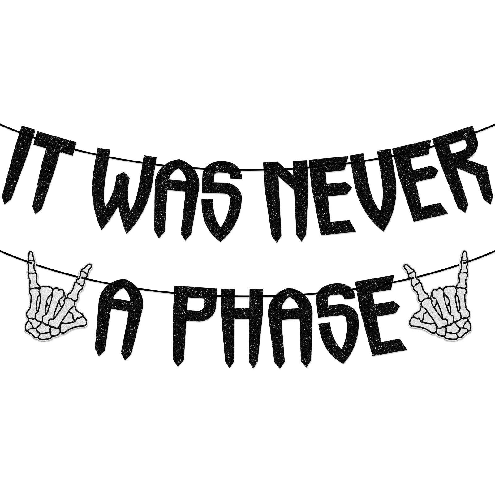 Little Man It Was Never A Phase Banner - Emo Party Decorations, Emo Theme Birthday Party Decor, Pre-strung