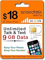 Vista 1 de SpeedTalk Mobile Plan inalámbrico prepago para teléfonos inteligentes y teléfonos celulares - BYOD - Llamadas, mensajes de texto y datos ilimitados