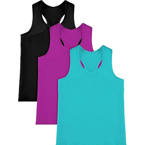 3 Pieces Girls Dance Tank Top Racerback Crop Tank Top Sleeveless Dance Top for Ballet Gymnastics Dancewear