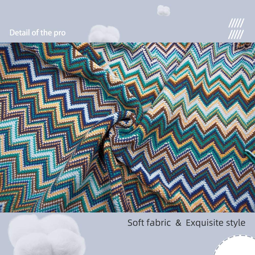 Boho Throw Blankets Outdoor Knitted Tassel Blankets, Super Soft Cozy Lightweight Couch Decorative Bohemian afghans Throw Blankets, Bed, Sofa, Outdoor Throw Blanket - All Seasons (Blue 50x70 Inch)