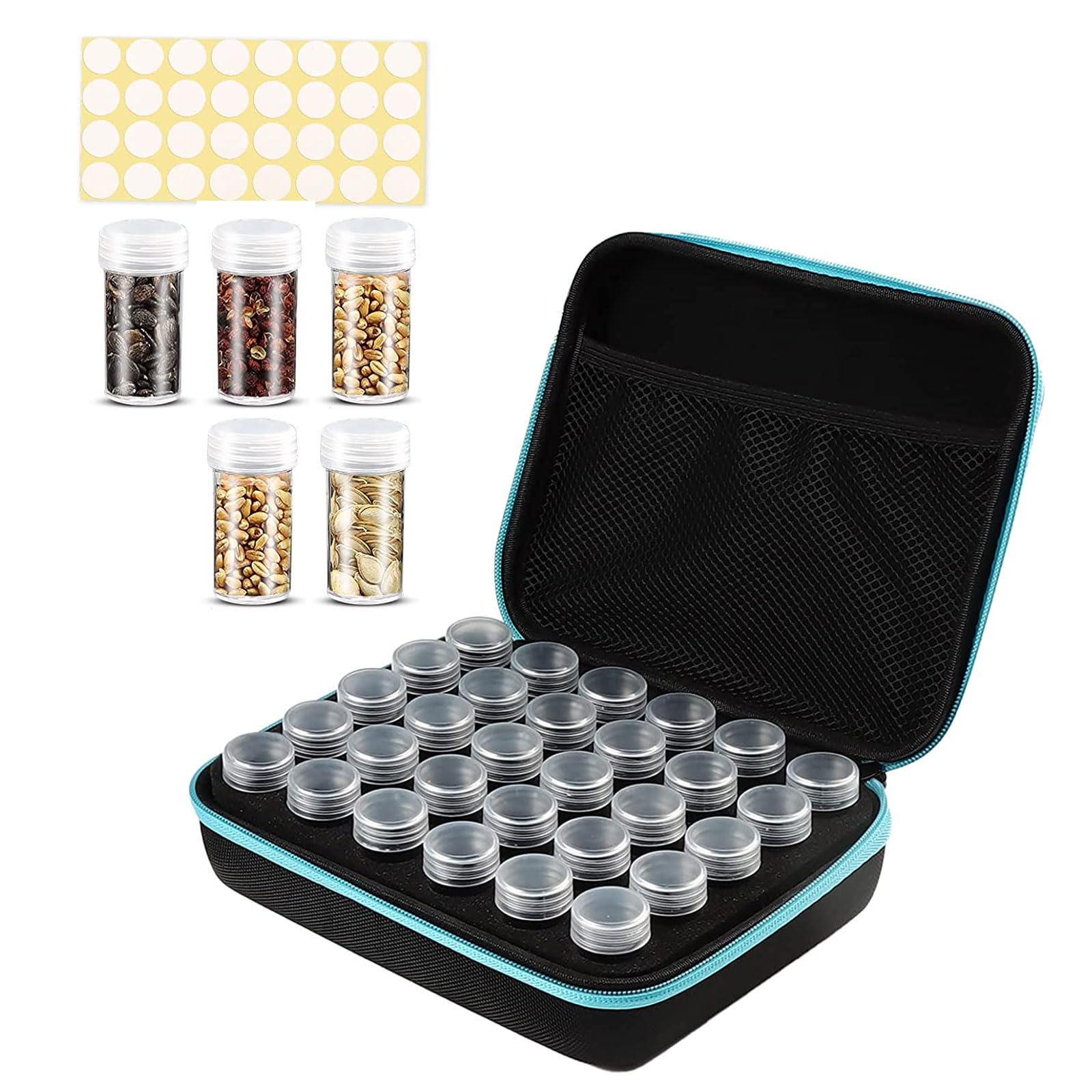 Boîte de Rangement de semences, 30 emplacements pour semences, avec étiquettes Autocollantes, Organiseur de Stockage pour graines de légumes pour Fleurs, légumes