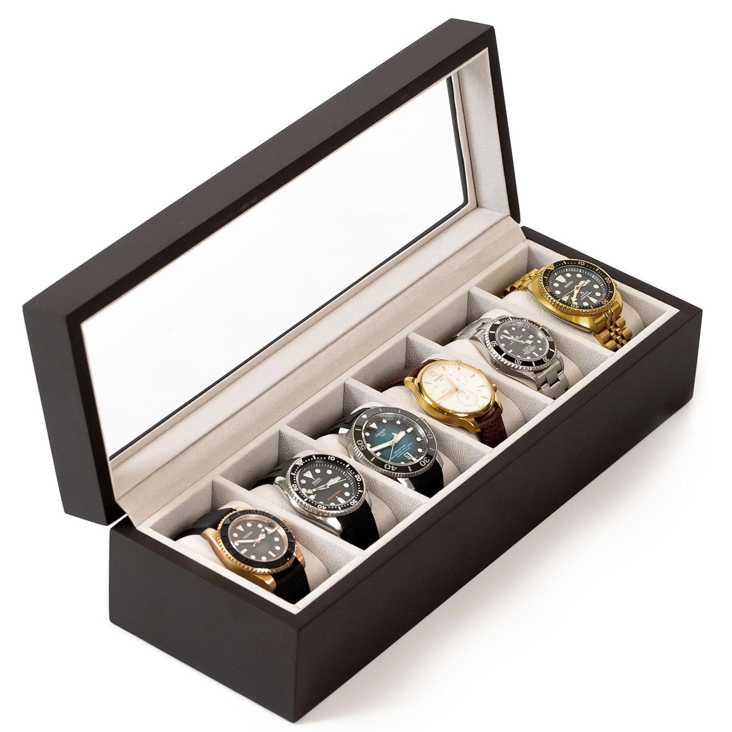 ZMOXY 6 Slot Watches Display Storage Box Case Holder Organizer with Transparent Window_Multi color-Pack Of 1 (6 SLOT) (B0CXM9R6FD) Amazon Price History, Amazon Price Tracker