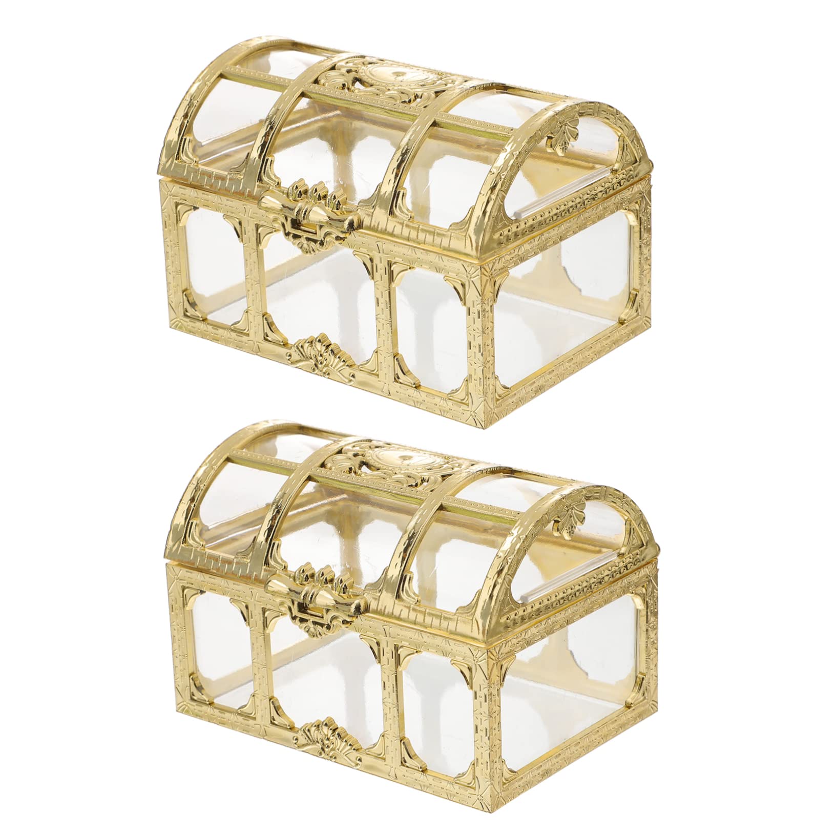 BESPORTBLE 2Pcs Transparent Plastic Pirate Treasure Box Decorative Jewelry Storage Chest for Keepsakes Trinkets Gemstones for Friends and Family