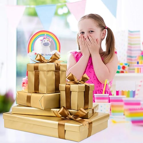 Miniatura 7 de MIAHART 50 hojas de papel de seda metálico dorado de 20 x 14 pulgadas, papel de regalo a granel, accesorio de envoltorio para regalos, envoltorio