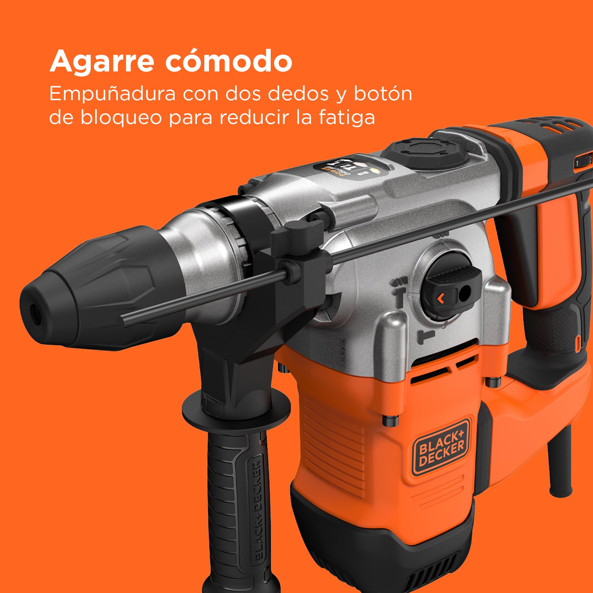 BLACK+DECKER Taladro percutor SDS+, motor de 1250W, 3 modos de funcionamiento, fuerza de impacto de 3,5J, incluye brocas y cincel, BEHS03K-QS