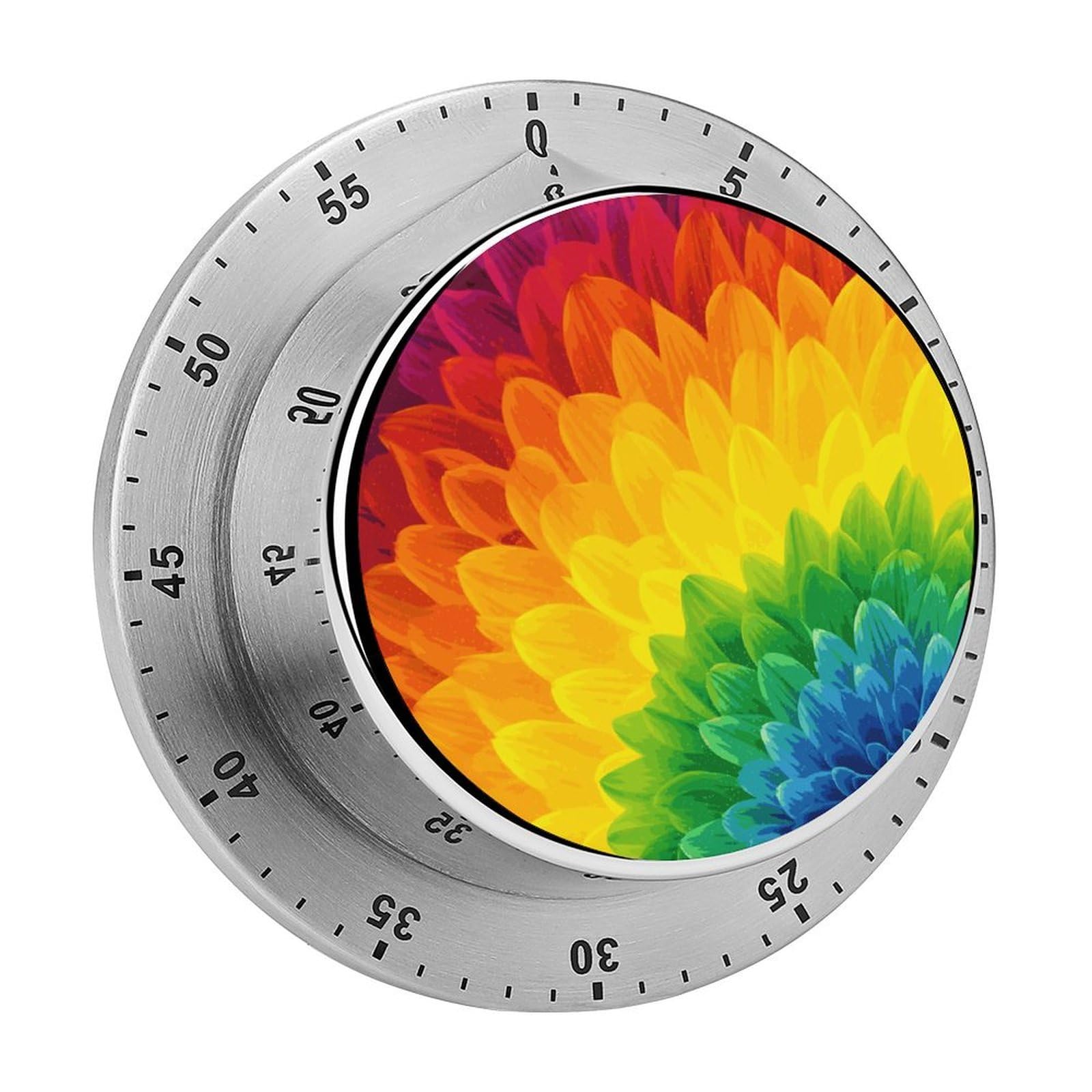 Adfgyerh Style Sunflower Rainbow Timer For Cooking, Kitchen Timer Magnetic No Batteries Required, Mechanical Timer With Loud Alarm, For Fitness Baking Exercise Oven