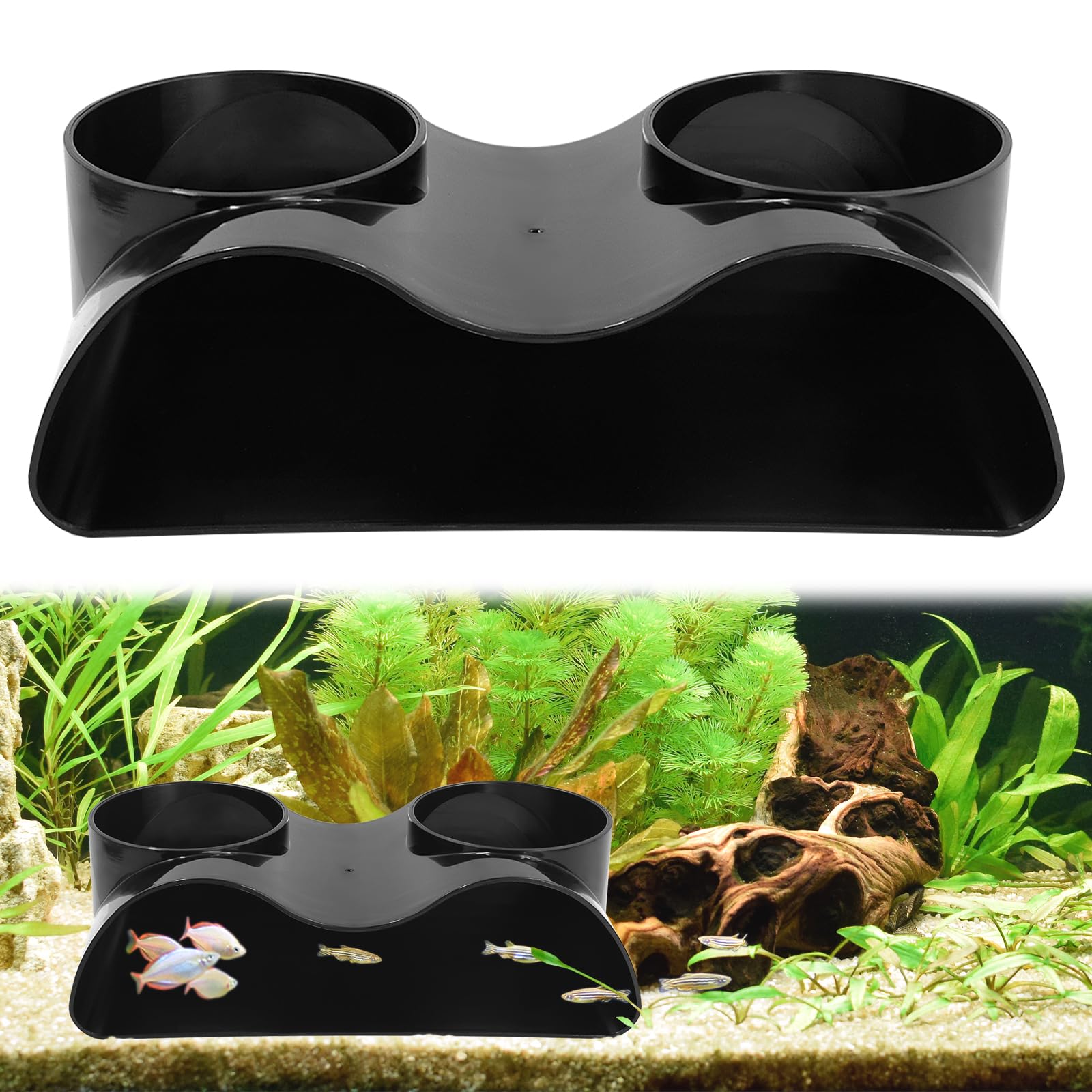 Vidoxdu Black Aquarium Cave, Fish Tank Caves For Hiding, Aquarium Underground Tunnel Cave, Fish Tank Decorations, Dual Opening Fish Cave Design For Community Fish Tanks, Shrimp Farms And Reptile Farms