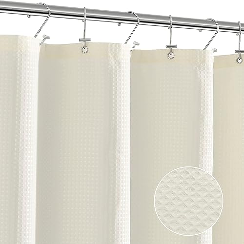 Cortina de ducha de tamaño medio de 36 x 72 pulgadas, calidad de lujo de hotel, cortinas de ducha de tela gofre resistente para baño, duchas