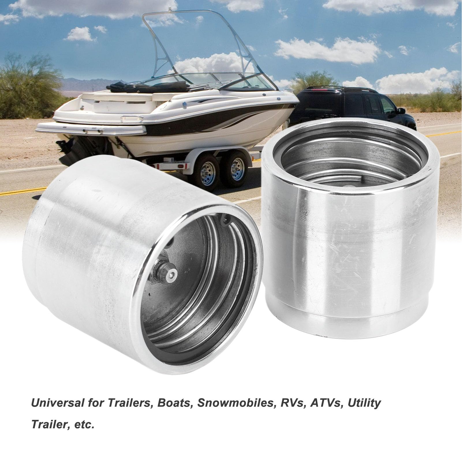 2 Pcs Trailer Axle Bearing Protector, Trailer Wheel Bearing Protector Sets, 1.98 Inch Stainless Steel Bearing Protectors, with Dust Covers, for Trailer Boat Snowmobiles