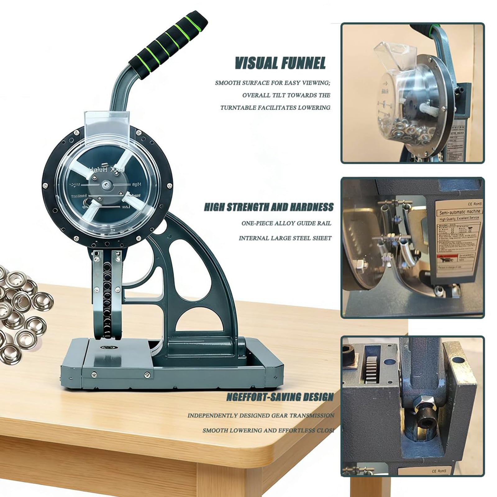 Macchina Semiautomatica per L'applicazione di Occhielli, Pressa per Bottoni 6mm | Attrezzatura Punzonatura Occhielli, Punzonatrice Cuoio E Macchina Per Produzione Di Insegne, Macchina Per Stampa Su Tessuto