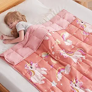 anfie Weighted Blanket Kids(40"x60" 10lbs) Weighted Blanket Cooling Blanket for Sleeping,Throw Size Breathable Blanket with Premium Glass Bead(Red Unicorn)