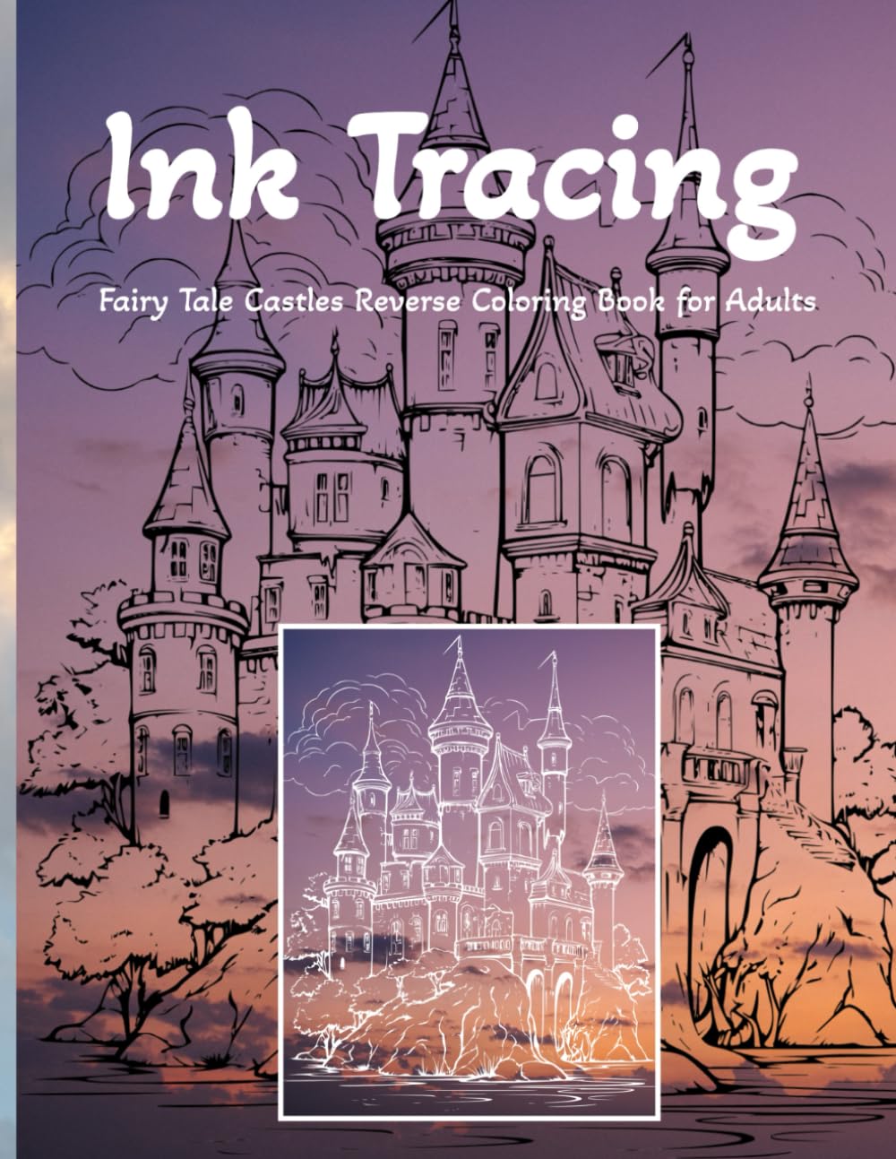 Ink Tracing Fairy Tale Castles Reverse Coloring Book for Adults: Whimsical Fantasy Coloring Pages of Magical Enchanted Towers, and Royal Palaces for Stress Relief and Mindful Relaxation