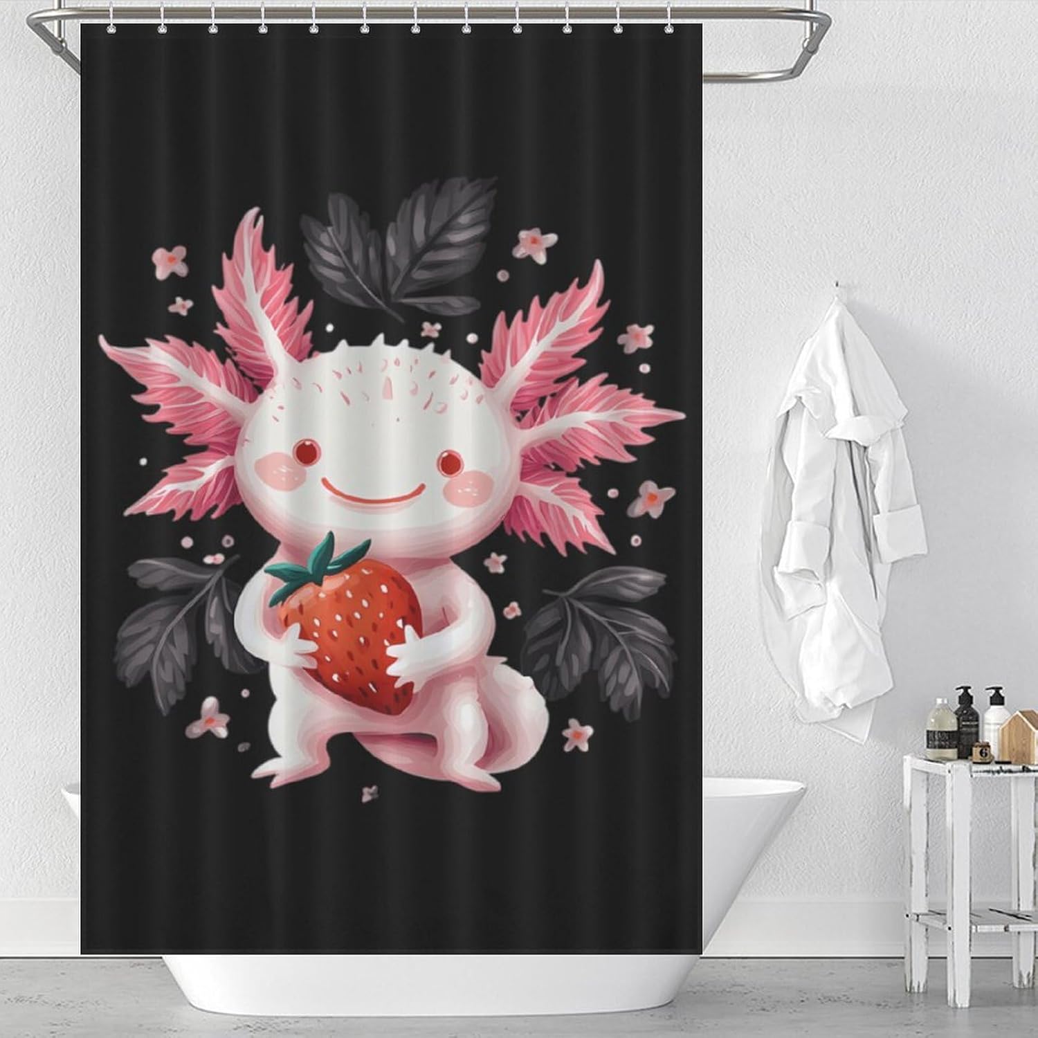 Cute Axolotl Shower Curtain 46.85x70.87Inch（119x180cm） Polyester Bath Curtain Shower Curtains Printed Decorative