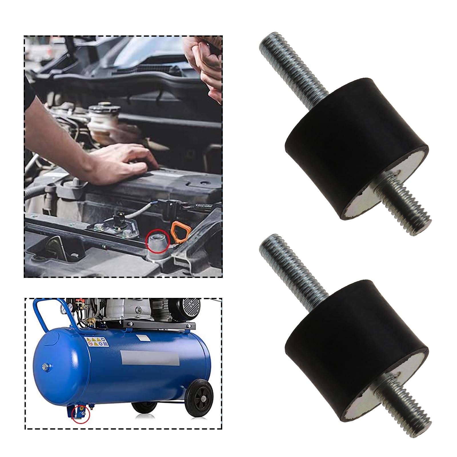 ECSiNG 4pcs M8 Double Mâle Anti Vibration Kit de Montage en Caoutchouc 30x25mm Remplacement pour Compresseur d'air Pompe Amortisseur Montage Bobine