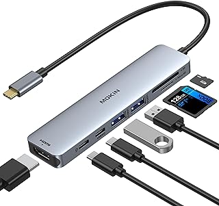 USB C Hub HDMI Adapter for MacBook Pro/Air, MOKiN 7 IN 1 USB C Dongle Mac Adapter with HDMI, Type C Data Port,100W PD,SD/TF and 2 USB3.0 for Dell/Lenovo/Thinkpad