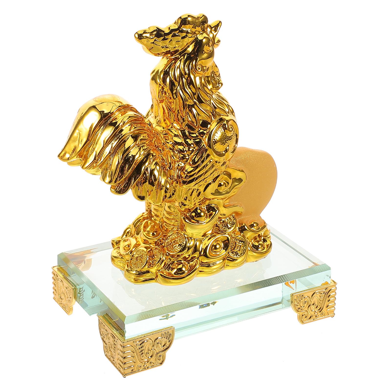 Resin Huhn Skulptur Chinesisches Tierkreiszeichen Hahn Figur Langlebige Handwerkskunst Desktop Dekoration Büro Auto Schmuck Feng Shui Glücksbringer
