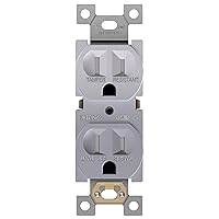 Vista 66 de ENERLITES Elite Series Duplex Receptacle with Screwless Wall Plate, Residential Grade Duplex Outlet, Tamper-Resistant, Grounding, 15A 125V, UL Silver