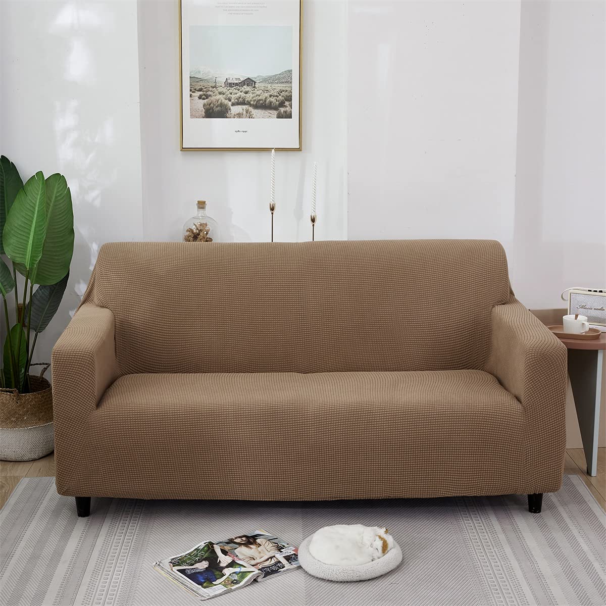 NC Universal High Stretch Sofa Slipcovers (Sand, Small)