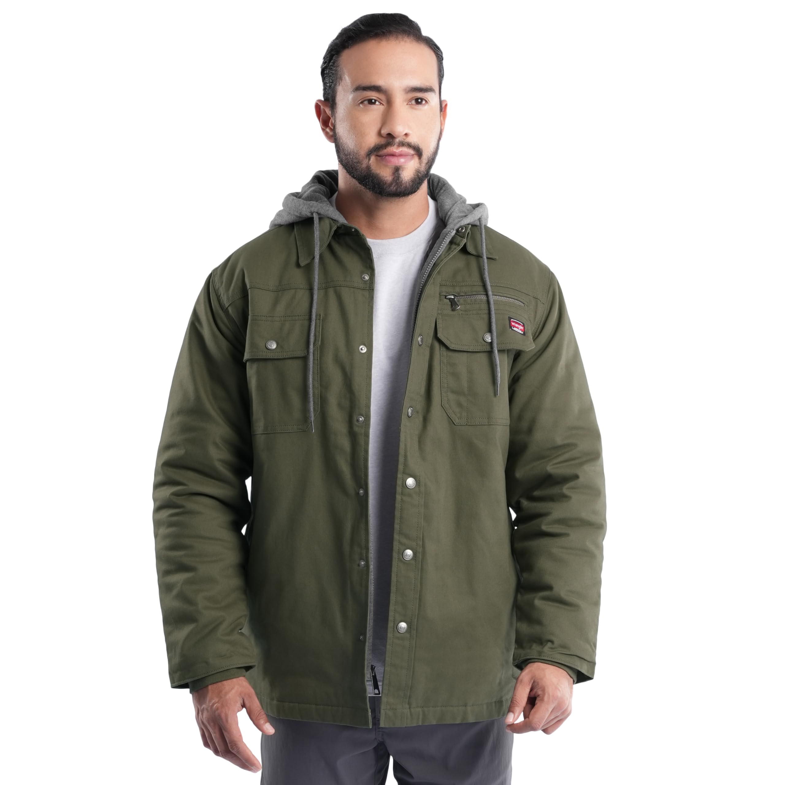 Wrangler Mens Hooded Quilted Shirt Jacket