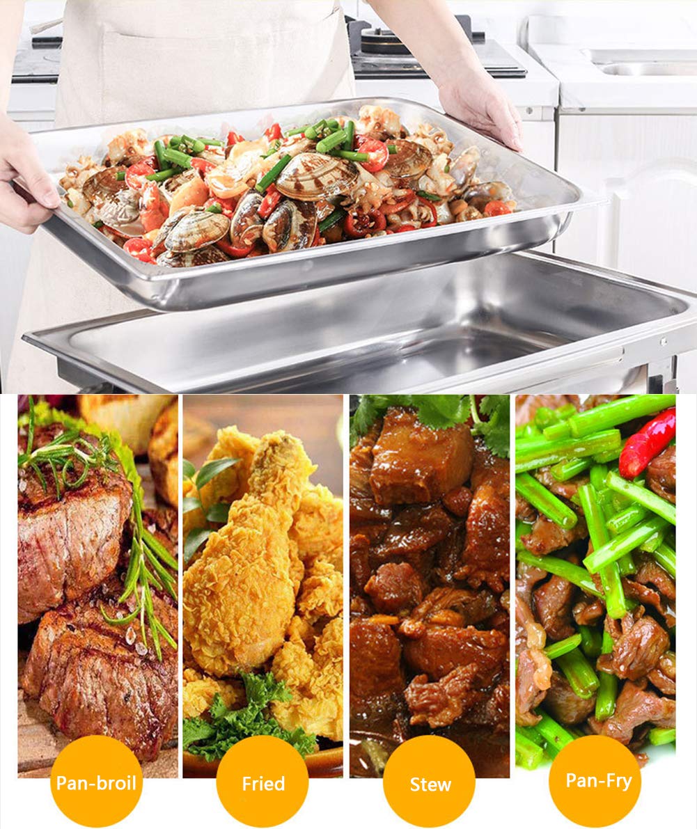 Set completo per buffet di pentole calde in acciaio inossidabile da 8 pezzi, scaldavivande con 2 scomparti per eventi di catering, banchetti di nozze, feste (rettangolare), 2 pezzi (3 pezzi) (2 pezzi