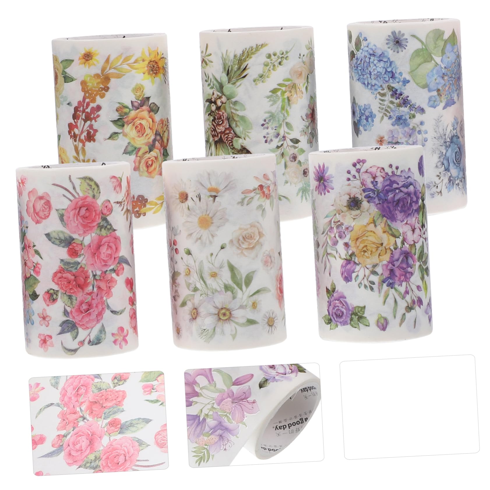 5 Ensembles Ruban Washi Fleuri Ruban Lavable Bande Adhésive Délavé Distributeur Esthétique Stickers Bande De Papier De Couleur Album Pastel Papier 6 Rouleaux * 5