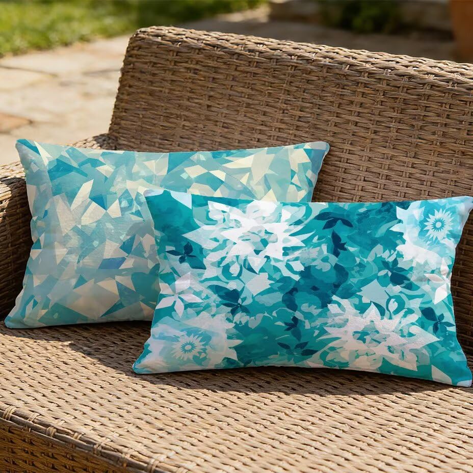 Housse de coussin de jardin 40x80 imperméable turquoise extérieur moderne