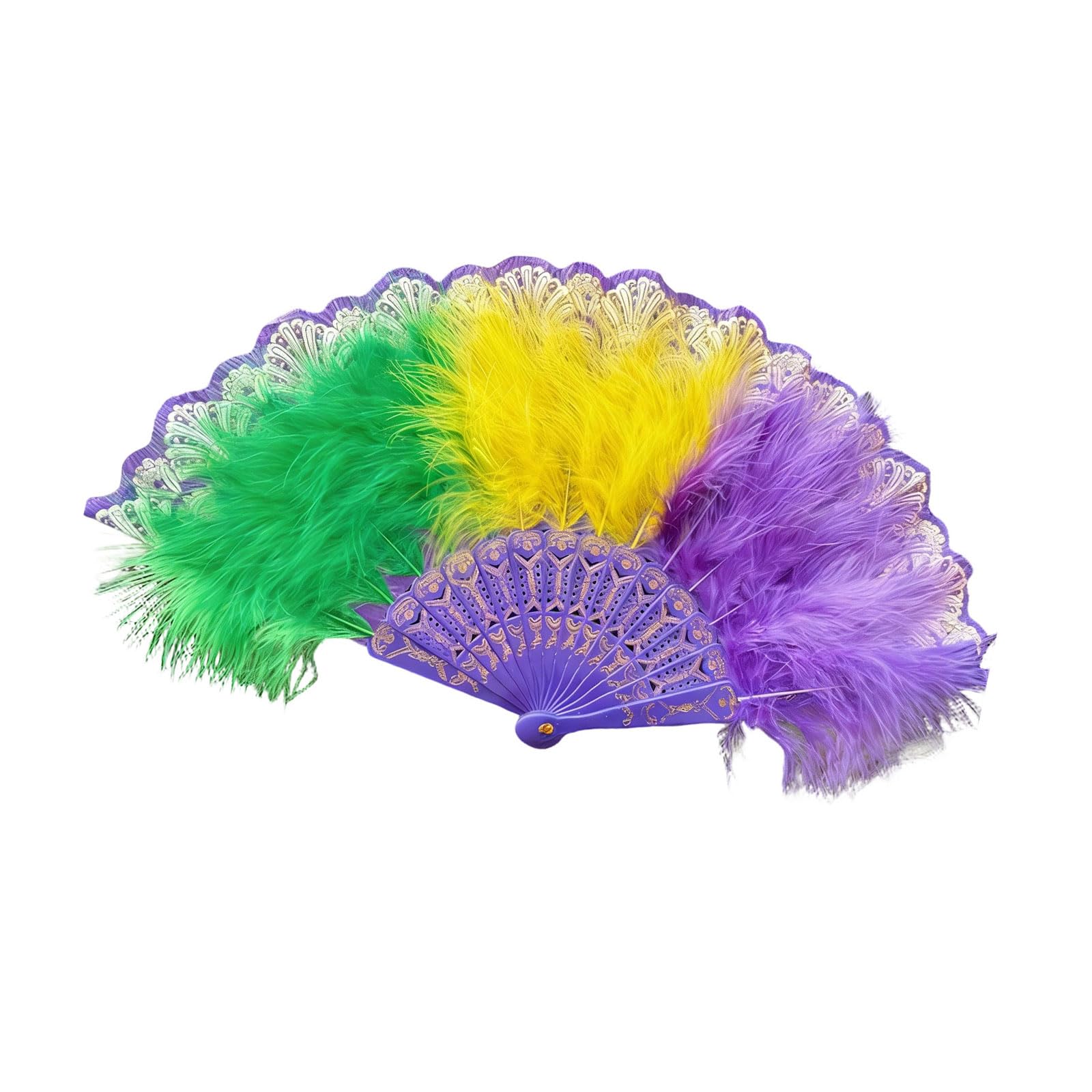 Msioytog Feathered Hand Fan Embroidered Feathered Fan Handheld Folding Fanning for Costume Dancing Photoshoots Wedding Decors Dancing
