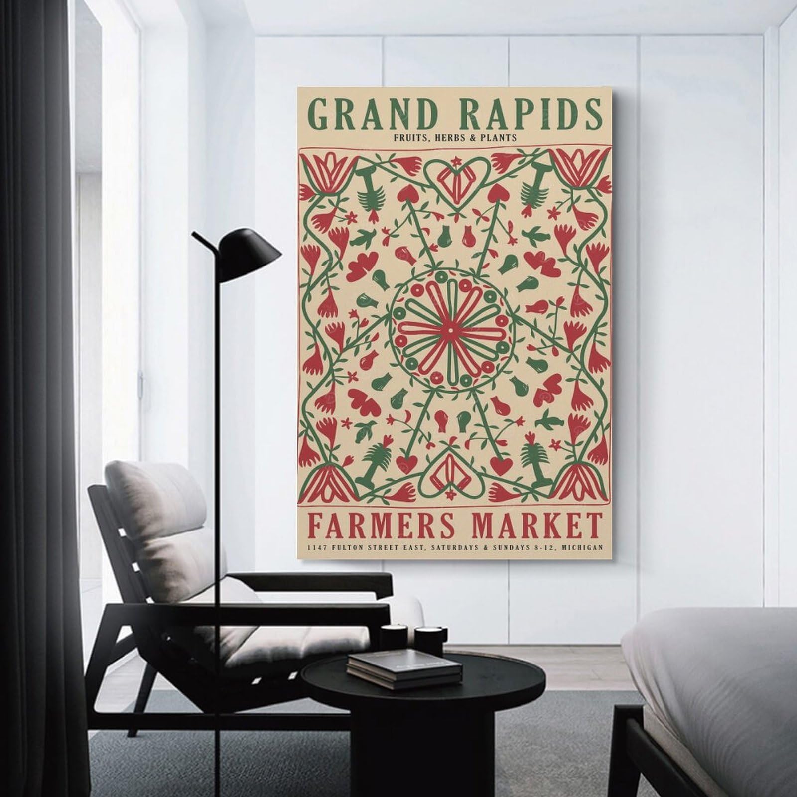 Junmoney Canvas Art Print Grand Rapids Farmers Market, 24x36inch(60x90cm), for Gallery Wall Decor And Room Displays, Wall Decor Suited to Curated Displays