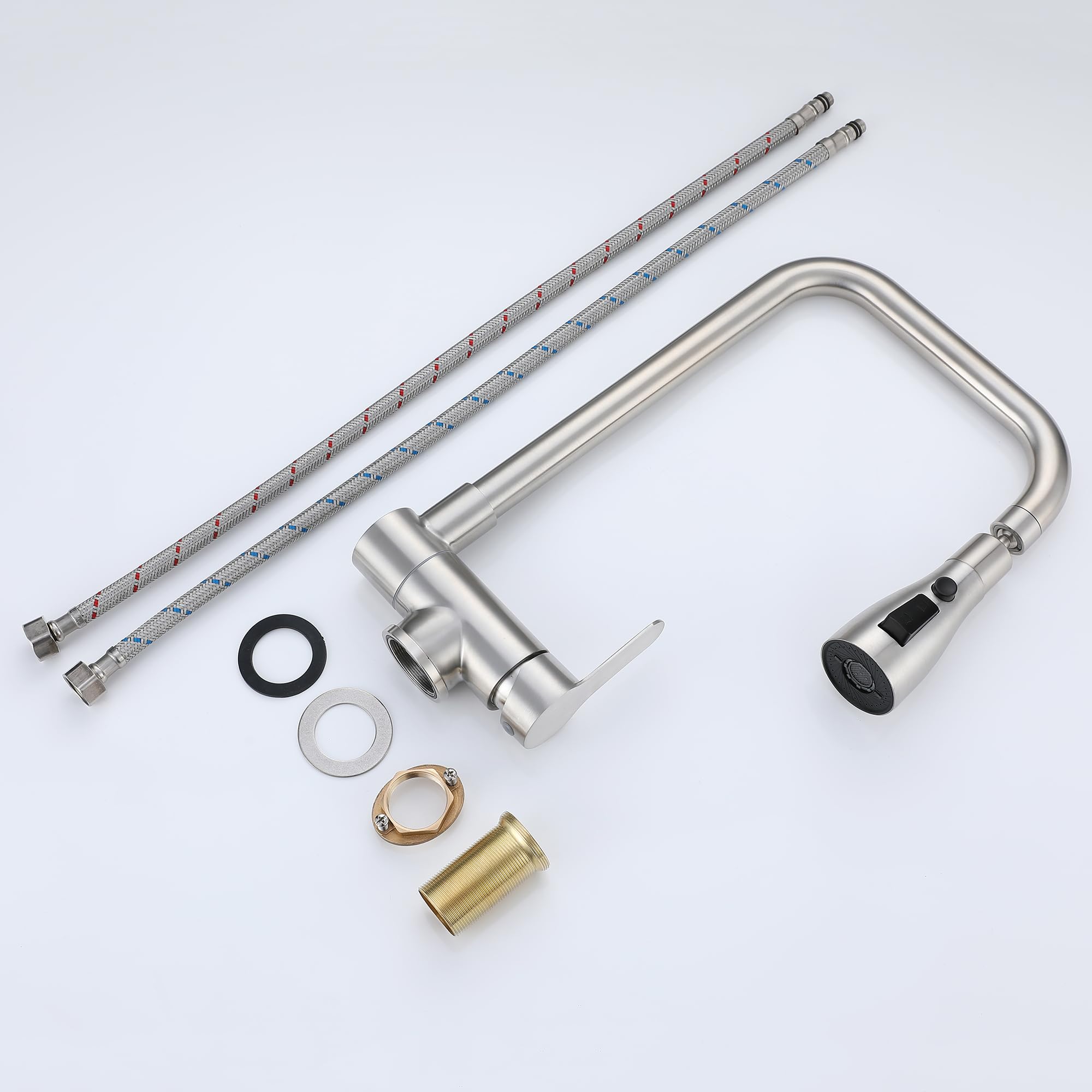Rubinetto Cucina Abbattibile Sottofinestra,rubinetto Cucina Pieghevole 3 Modalità Di Scarico Dell'acqua,miscelatore Sottofinestra Cucina Rubinetti Da Cucina Acciaio Inox 304 (Spazzolato)