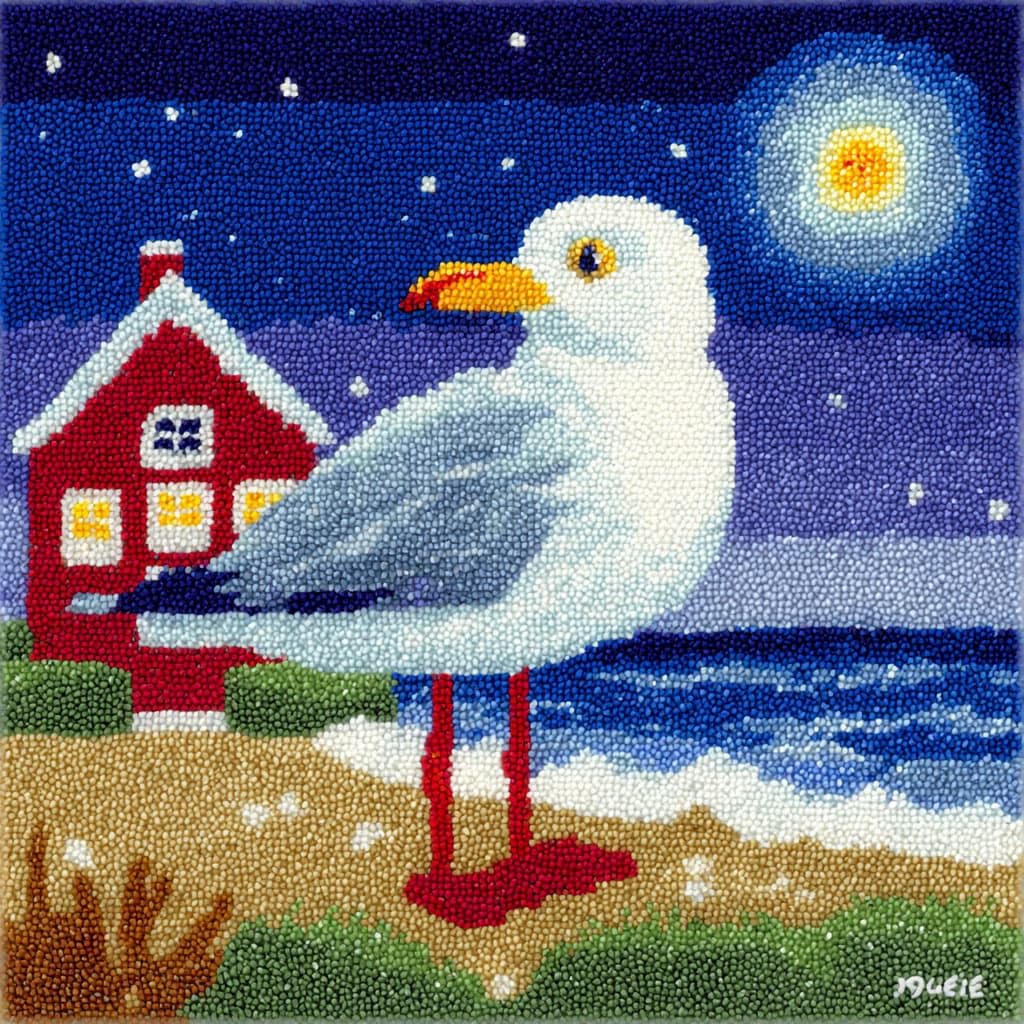 WallustrioaW Latch Hook Cushion Kits,Animals Seagull