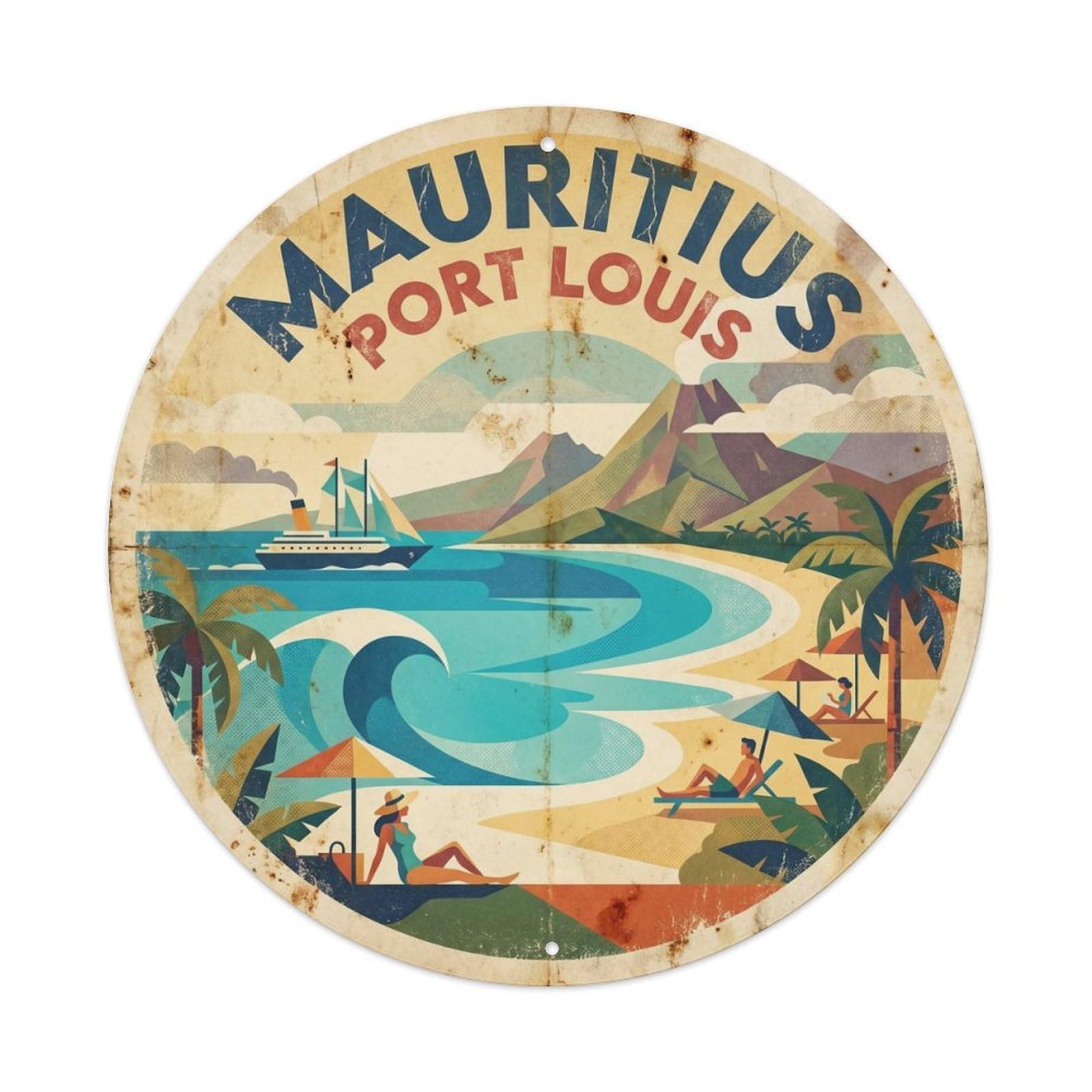 Mauritius Port Louis Ocean Retreat Vintage Travel Metal Tin Sign