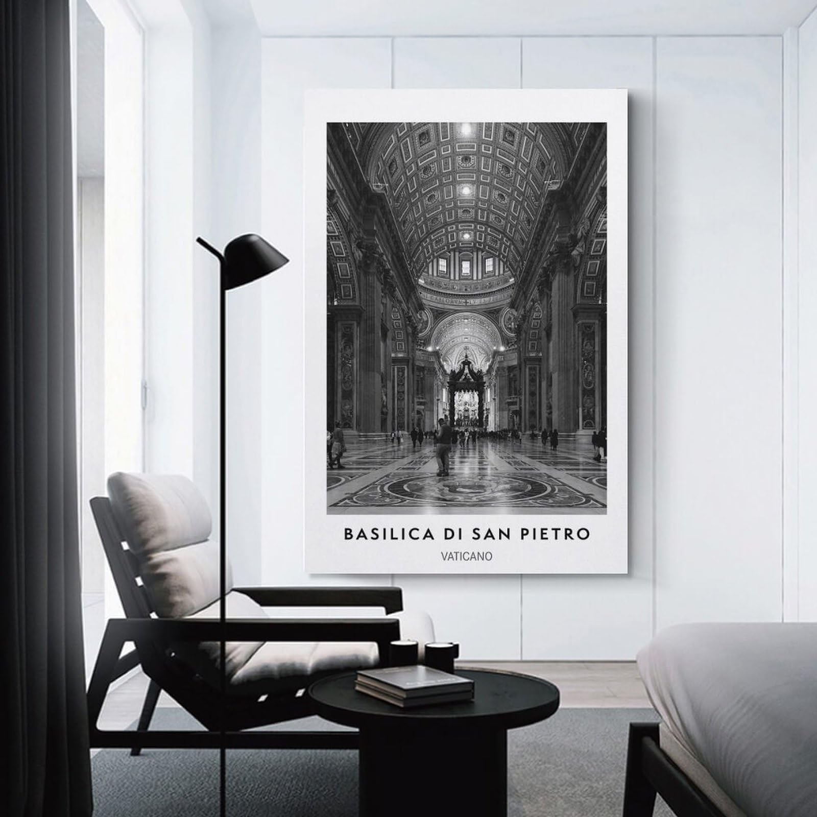 Junmoney St. Peters Basilica Interior Canvas Art Print 20x30inch(50x75cm), for Feature Walls in Flats Or Modern Rooms, Ideal for Building A Coordinated Art Wall