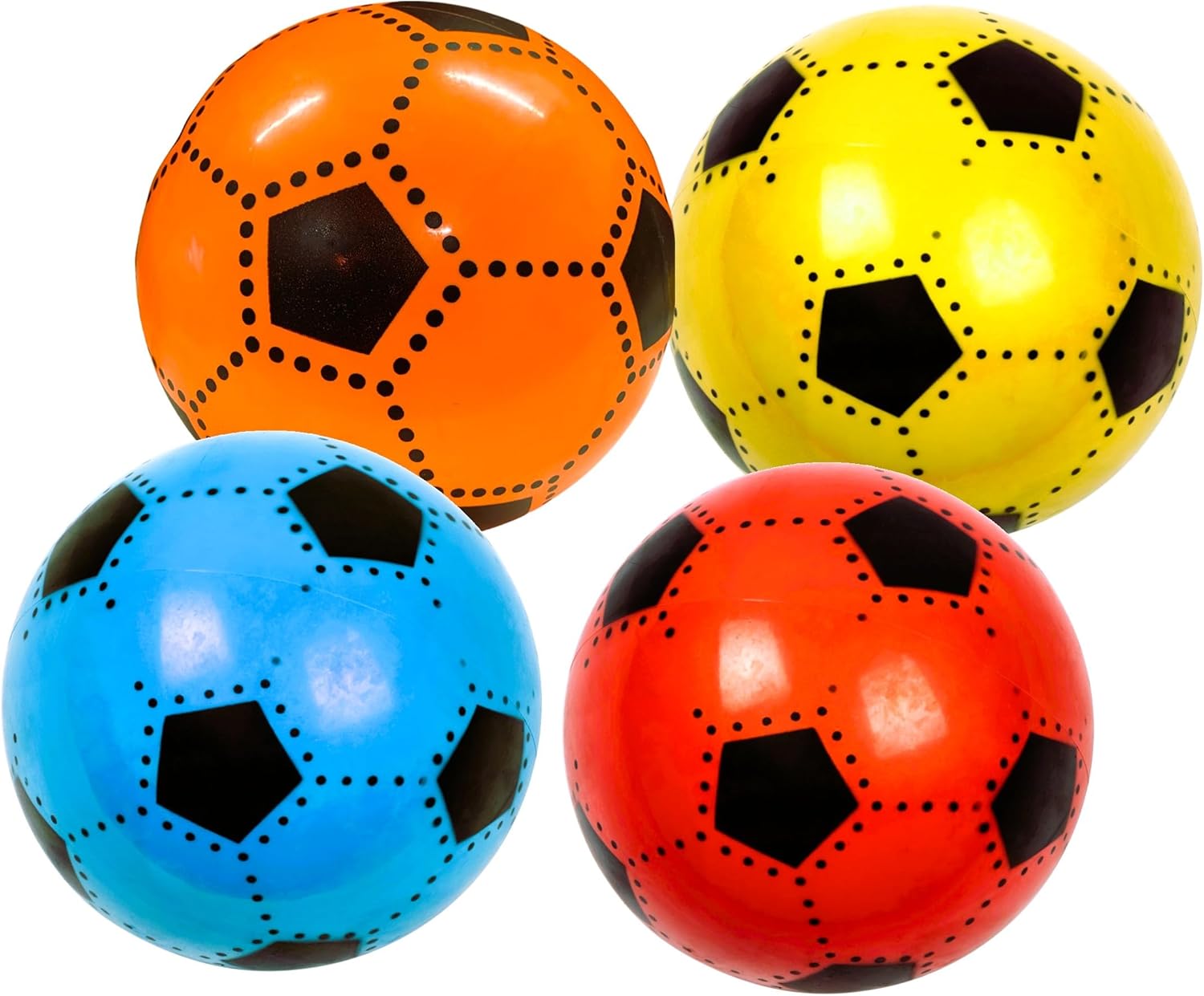 Set of 4 Children's Footballs - Diameter 23 cm - Lightweight PVC Play Balls in Bright Colours - Soft & Inflatable - For Garden, Pool, Swimming Pool, School & Leisure - Play Ball Set for