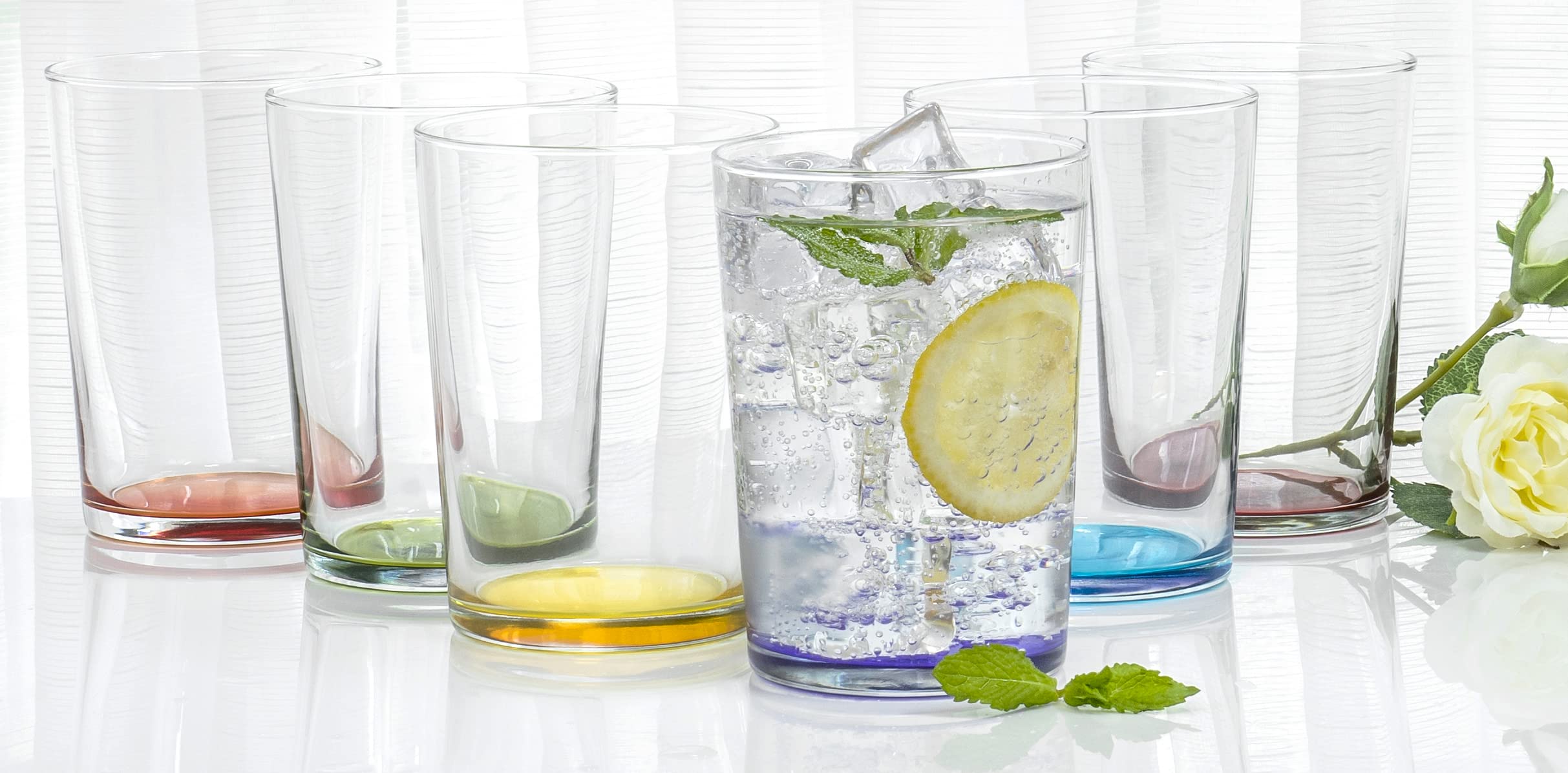 Großes Trinkglas für Wasser, Saft, Bier, Whisky und Cocktails, 473 ml, transparent, 6 Stück