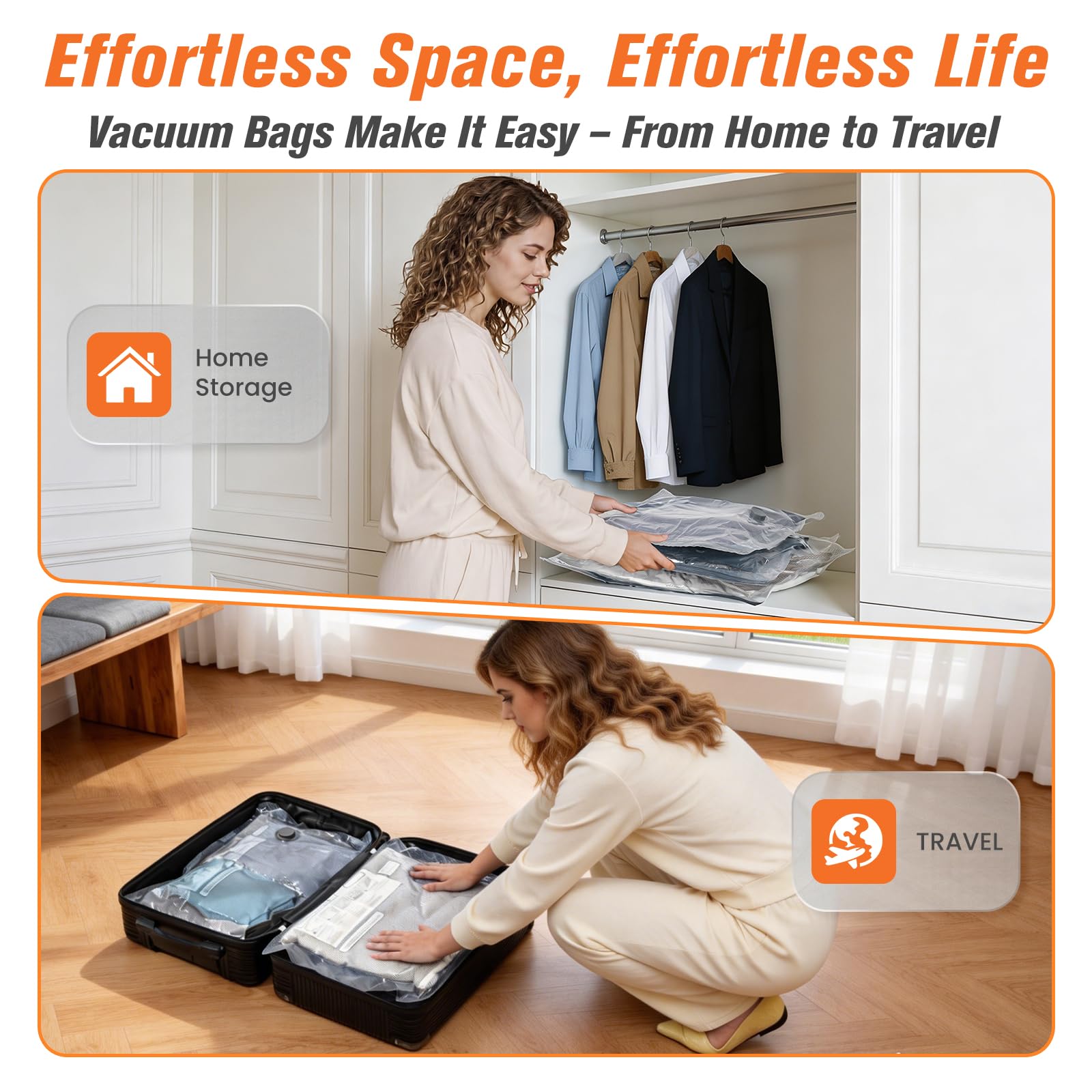 Lot de 15 sacs de rangement sous vide pour voyage avec pompe sans fil, sacs économiseur d'espace pour vêtements, sacs d'emballage de compression pour bagages, 15 tailles combinées