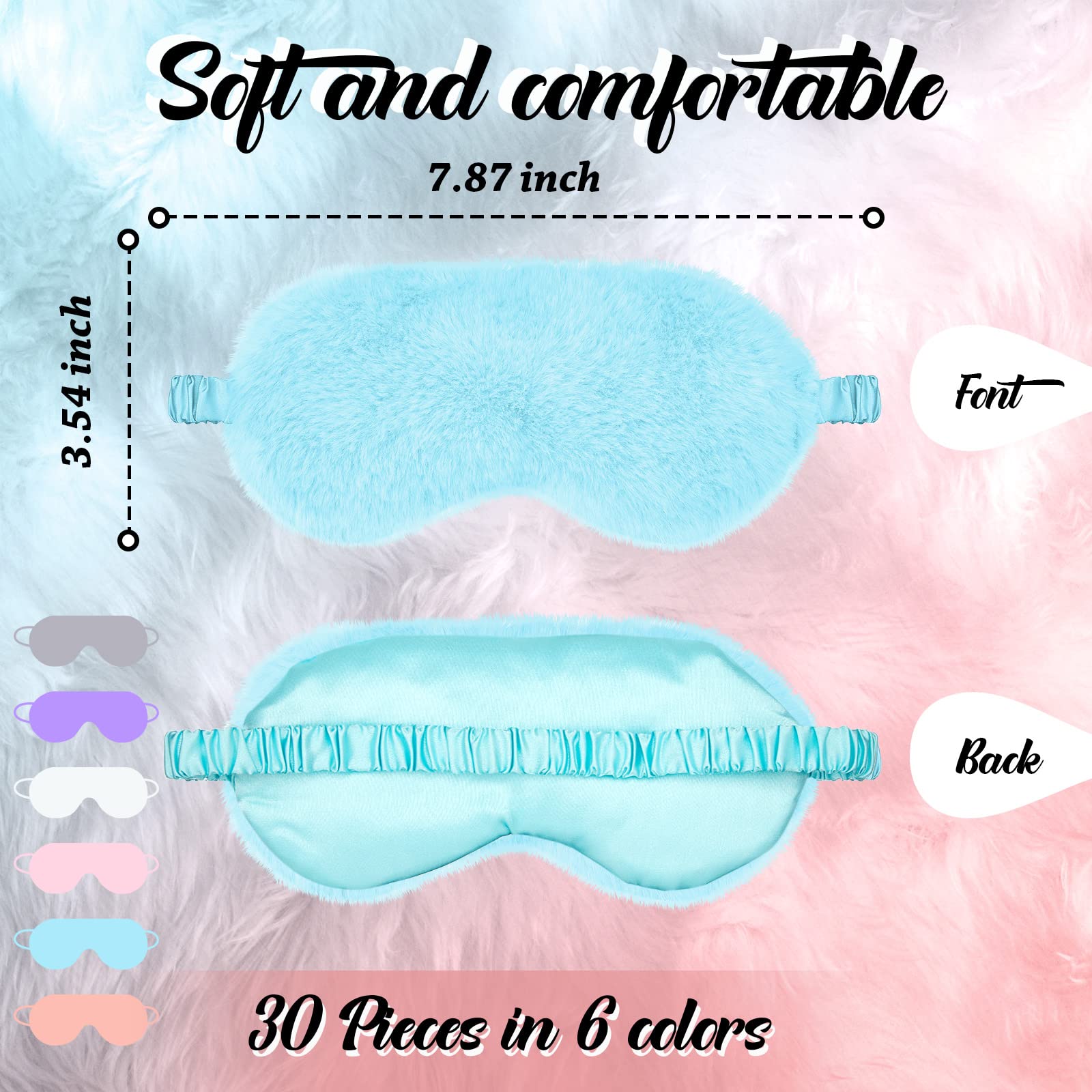 Hercicy 30 Stück Plüsch-Schlafmaske, weiche Augenbinde, bequem, flauschig, Augenabdeckung für Frauen, Schutz, Reisen, Nickerchen, Geschenk, Geburtstag, Schlafen, Partygeschenk