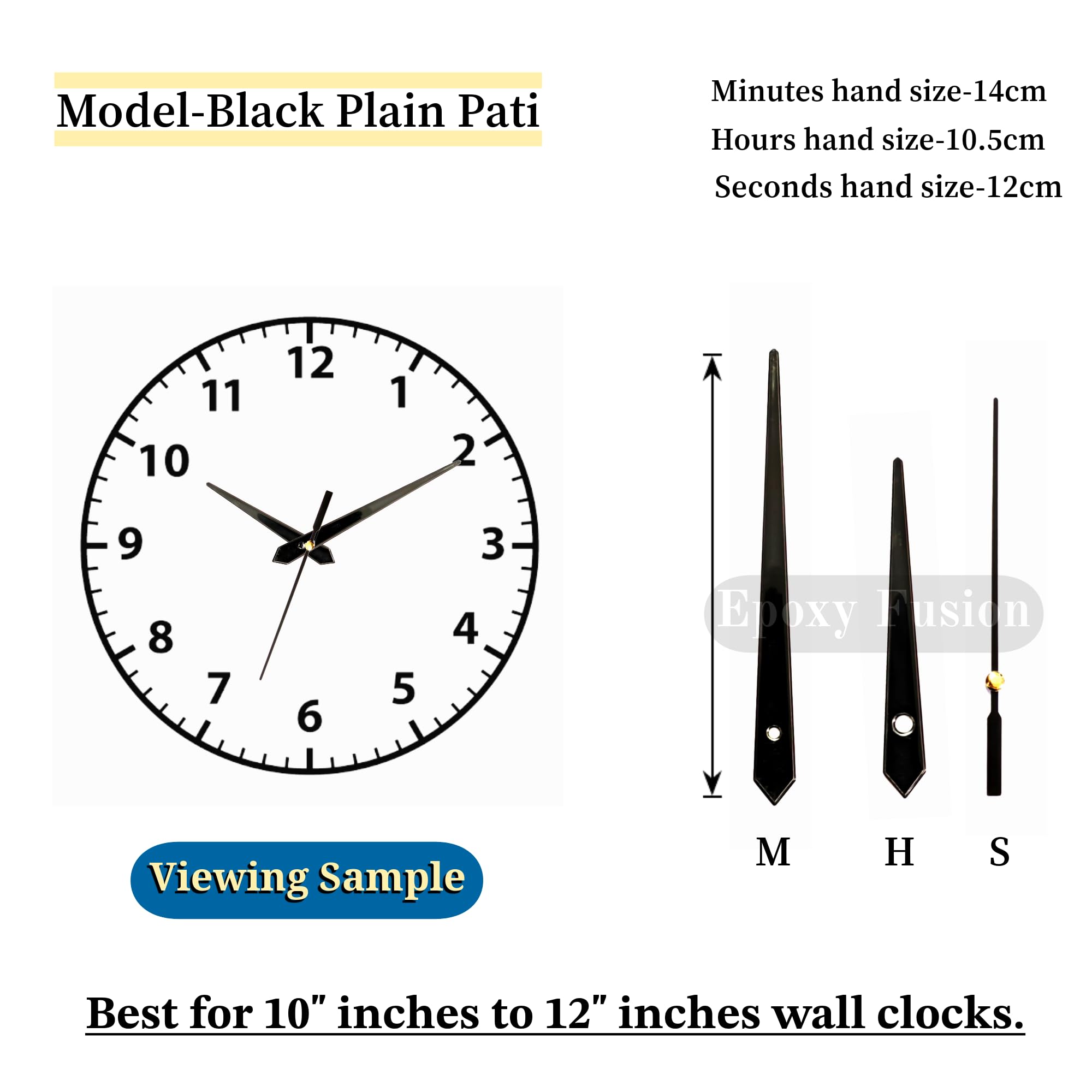 Epoxy Fusion 12 inch DIY Resin Clock Making kit, Round MDF Base (7mm Thickness) for DIY Clocks with Silent Wall Clock Mechanism (Black Plain Pati) 3
