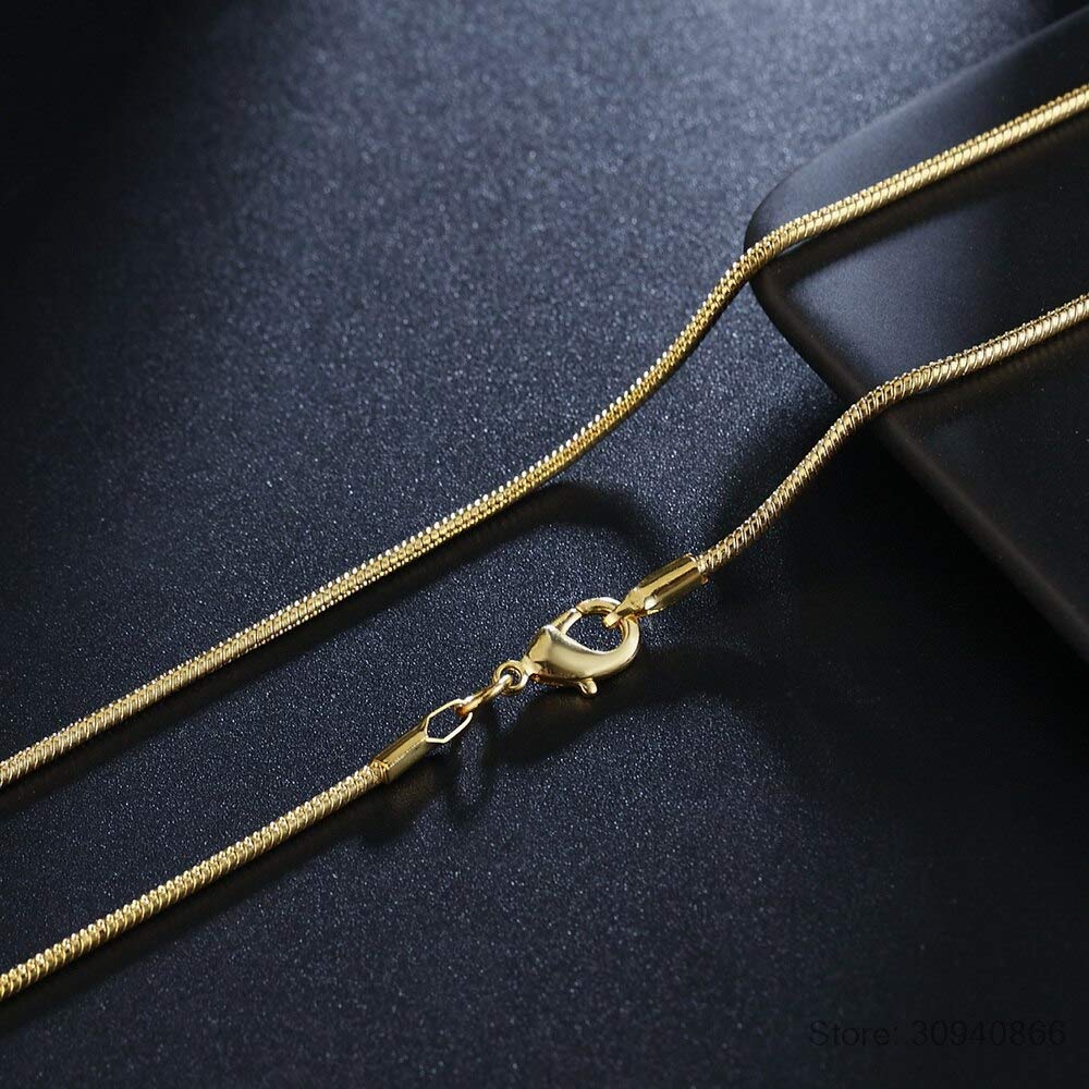 CFWSHJ Collar de Mujer, joyería, Cadena de Serpiente, Collar de 2mm 16 18 20 22 24 26 28 30"