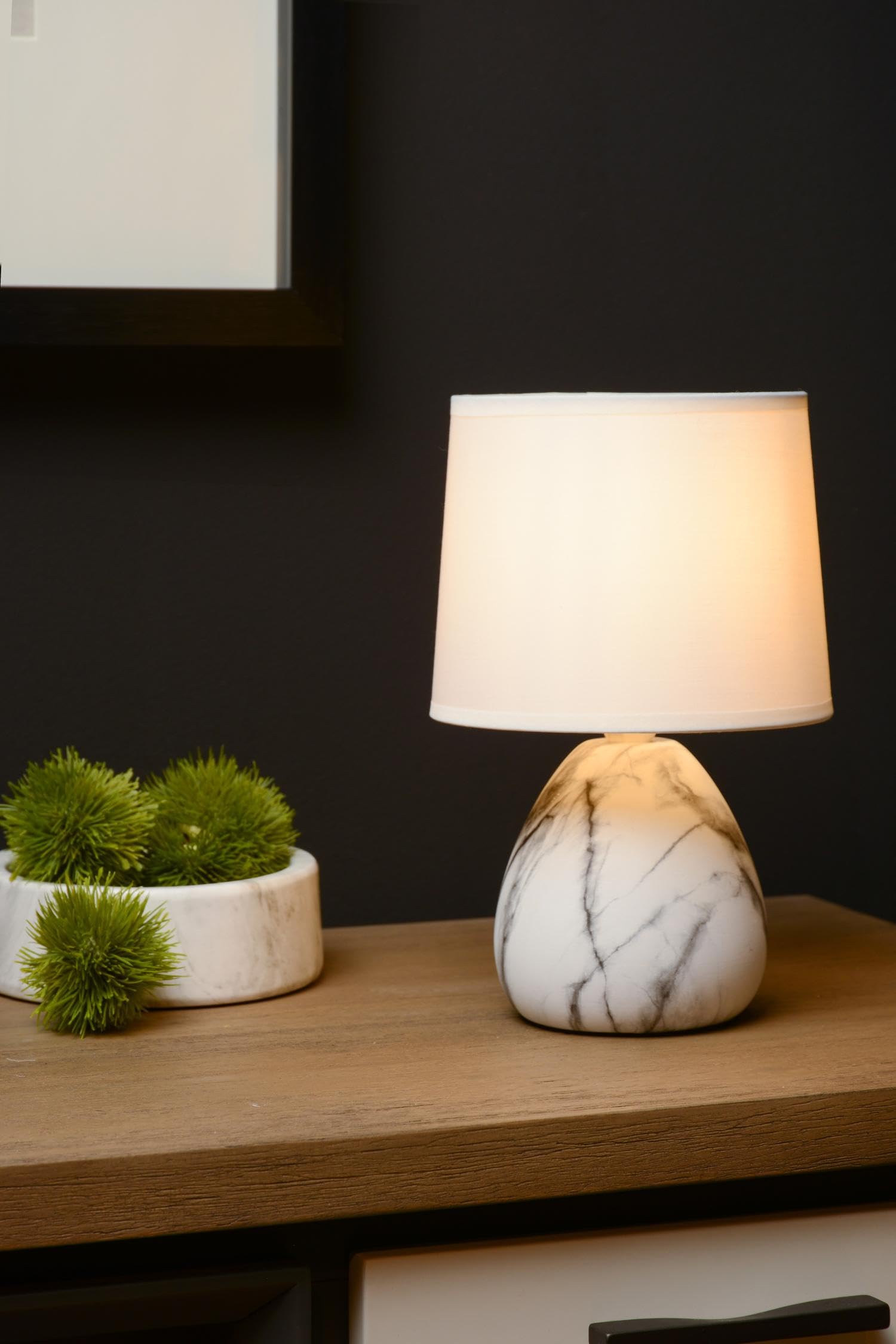 LUCIDE MARMO - Lámpara de mesa - Ø 16 cm - 1xE14 - Blanco